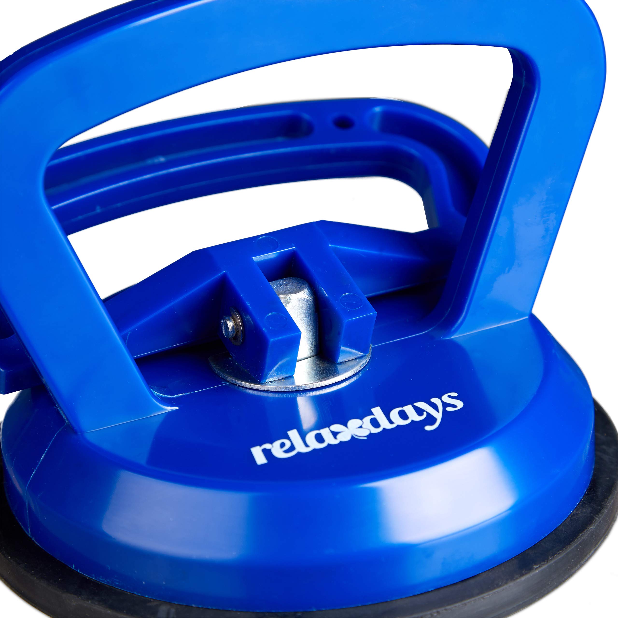 Relaxdays Ventosas para cristal, Portadores de paneles, Hasta 45 kg, Ø 12 cm, 2 Uds., Azul