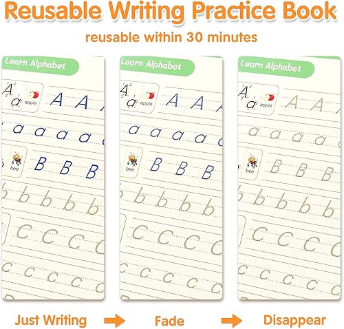 Miniatura 4 de Cuaderno de práctica grande con ranuras mágicas para niños, libro de trabajo de escritura a mano con ranurado reutilizable, aprende a escribir