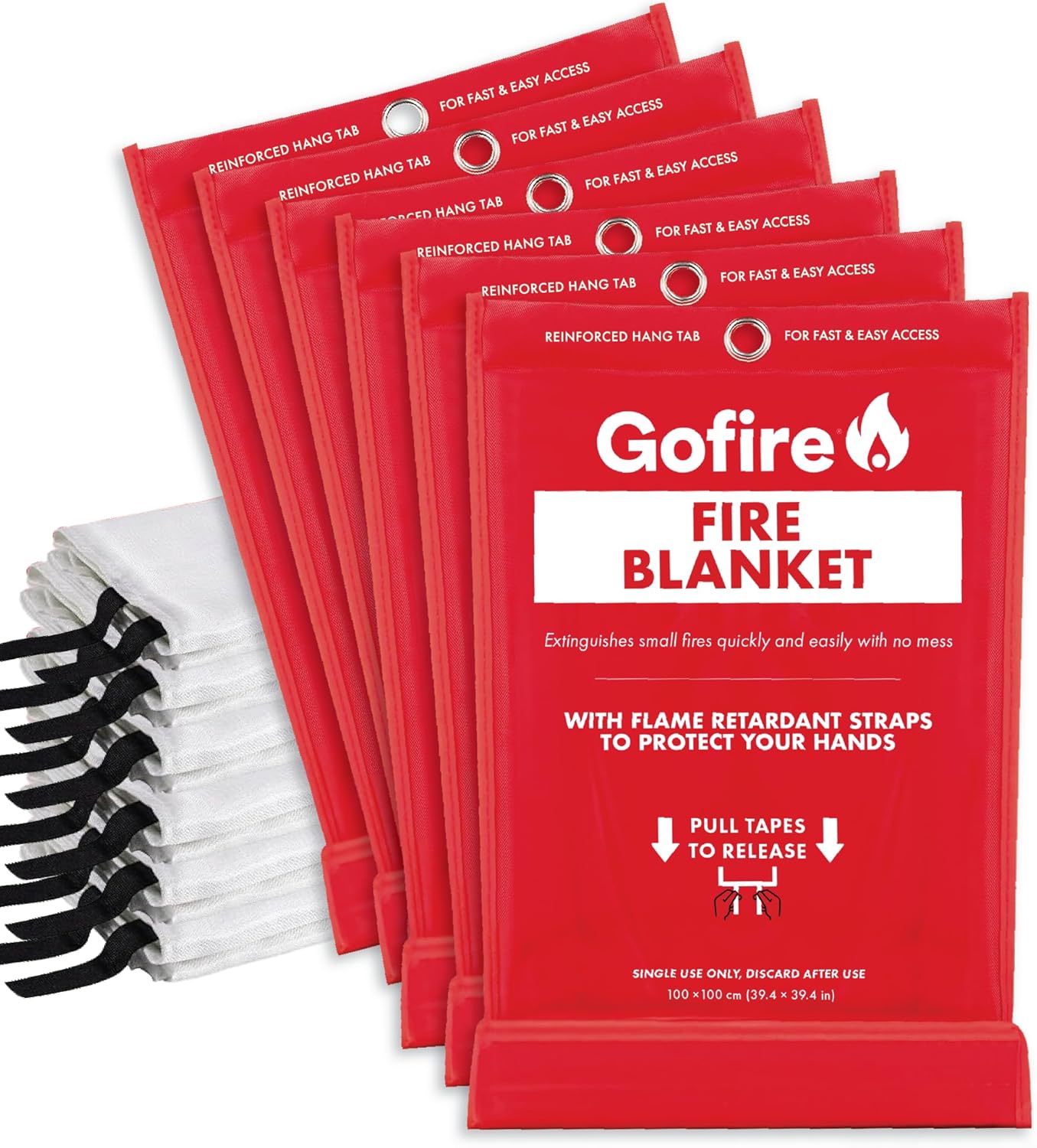 Gofire Adult Fire Blanket - Fiberglass Flame Resistant Emergency Blanket for Kitchen Fires, Reusable, 39 x 39 in