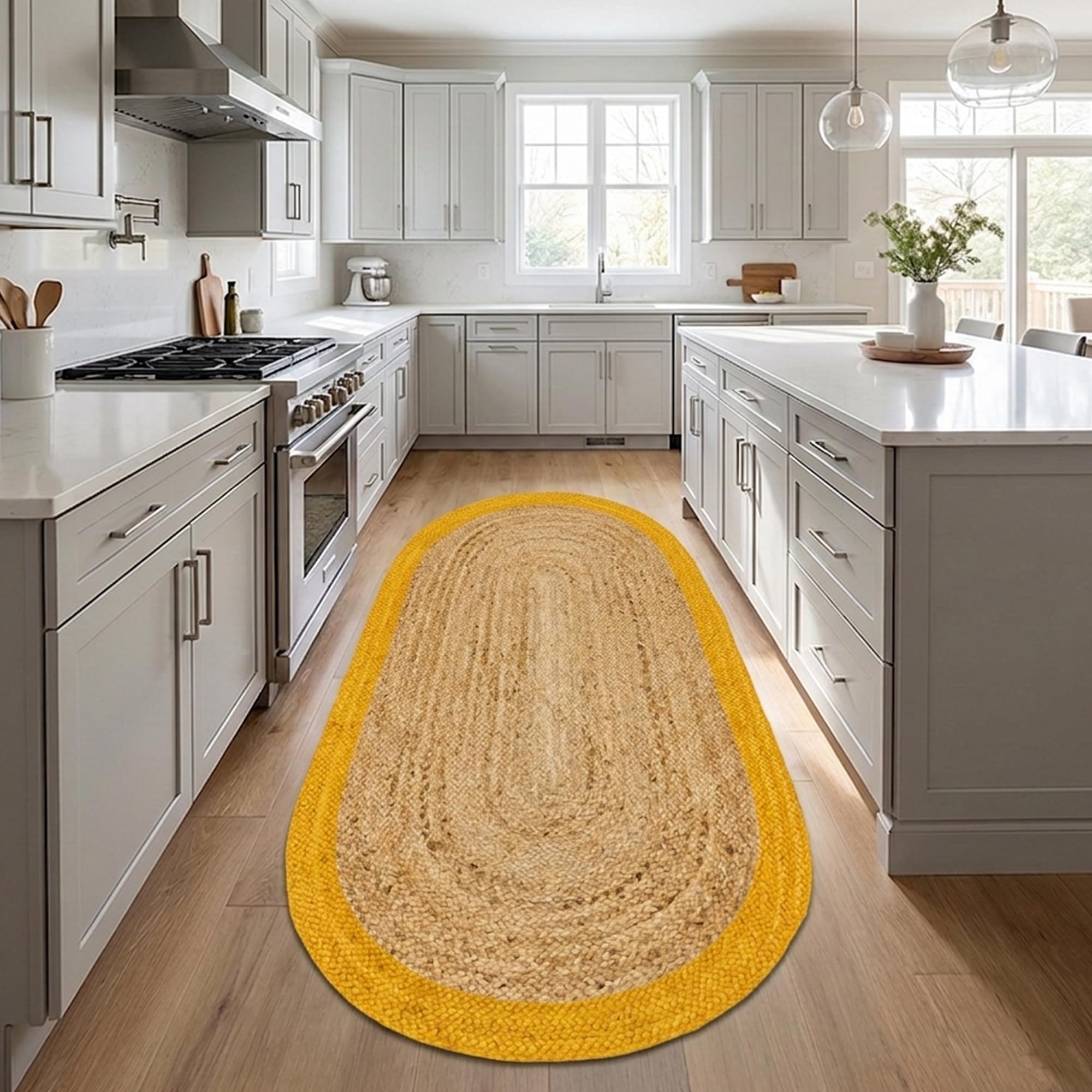 Tapis de couloir en jute pour entrée et balcon bohème 1,2x5,5m