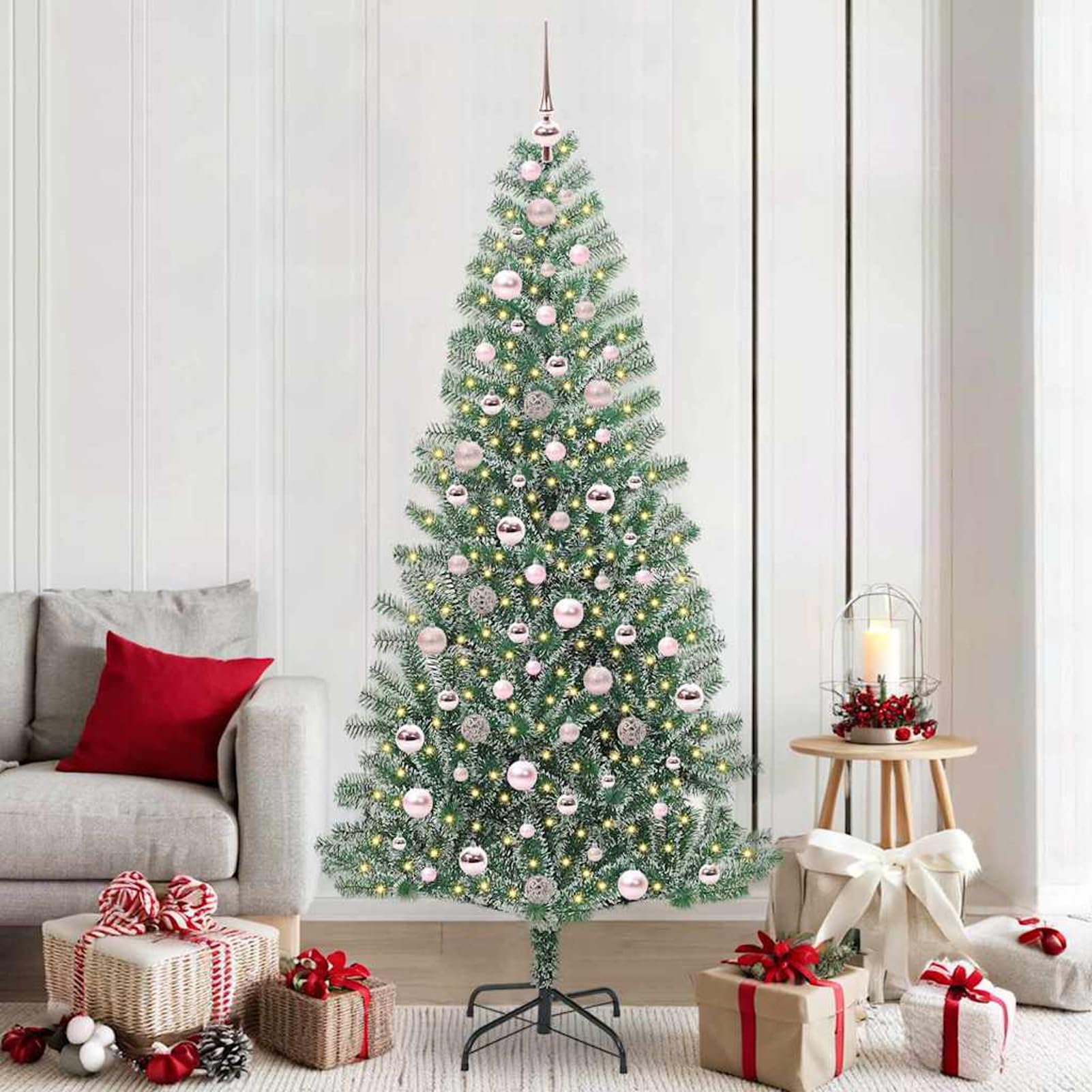Árbol de Navidad artificial Gecheer con luces LED exteriores y follaje denso efecto nieve