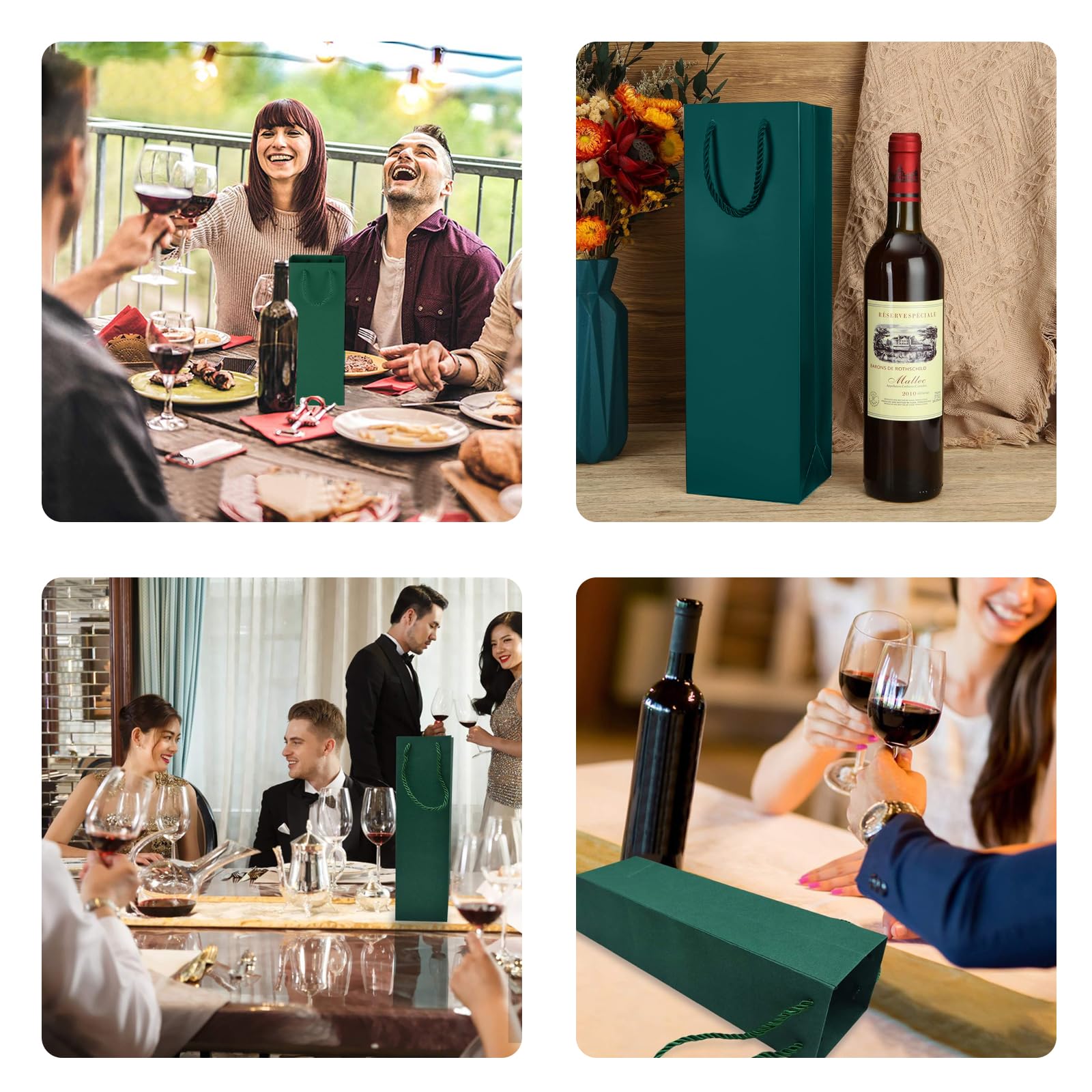 50 Sacchetti Regalo Per Vino In Carta Kraft - Con Manici, Marrone - Per Bottiglie - Foto 5