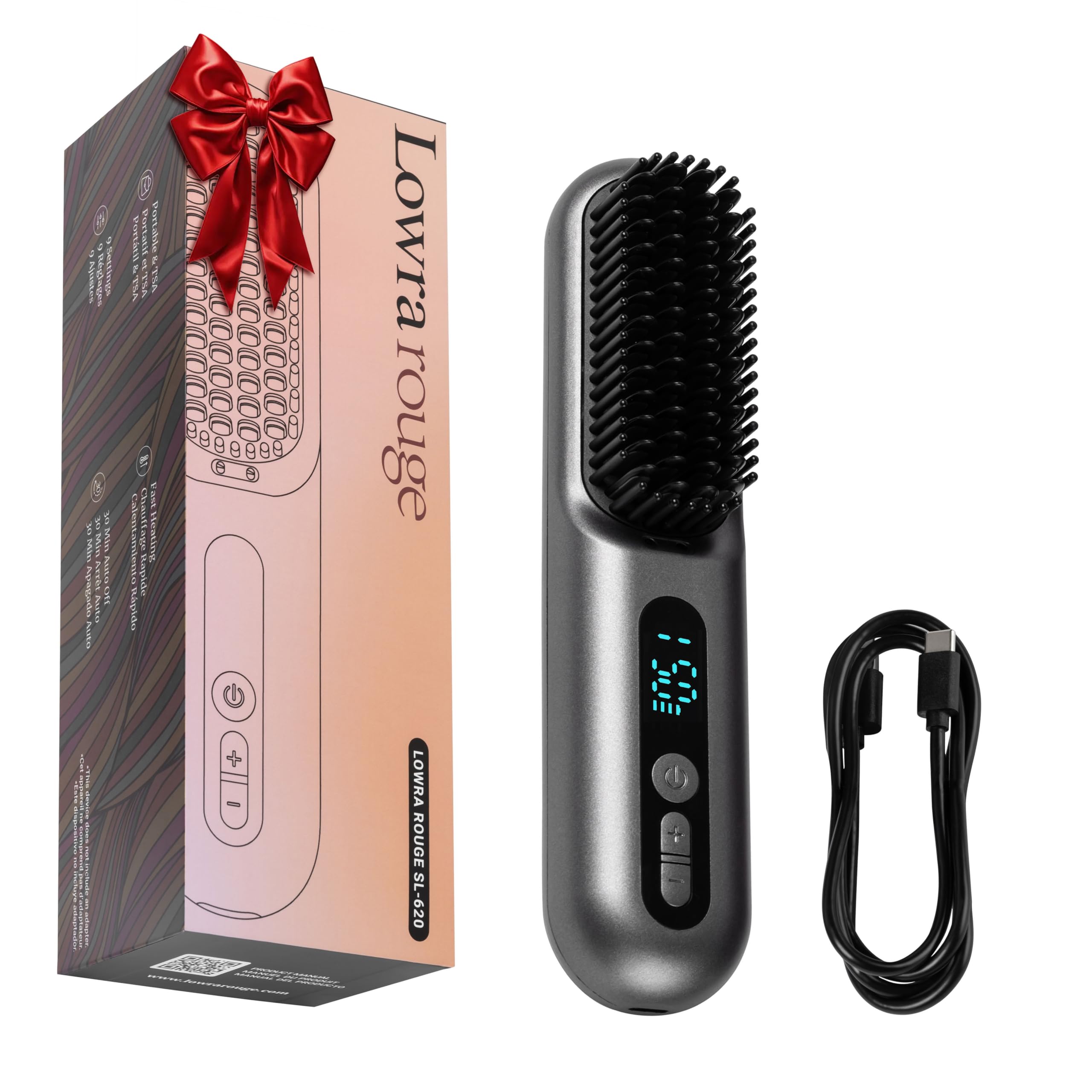 Amazon.com : LOWRA ROUGE Cordless 2 in 1 Hair Straightener Brush