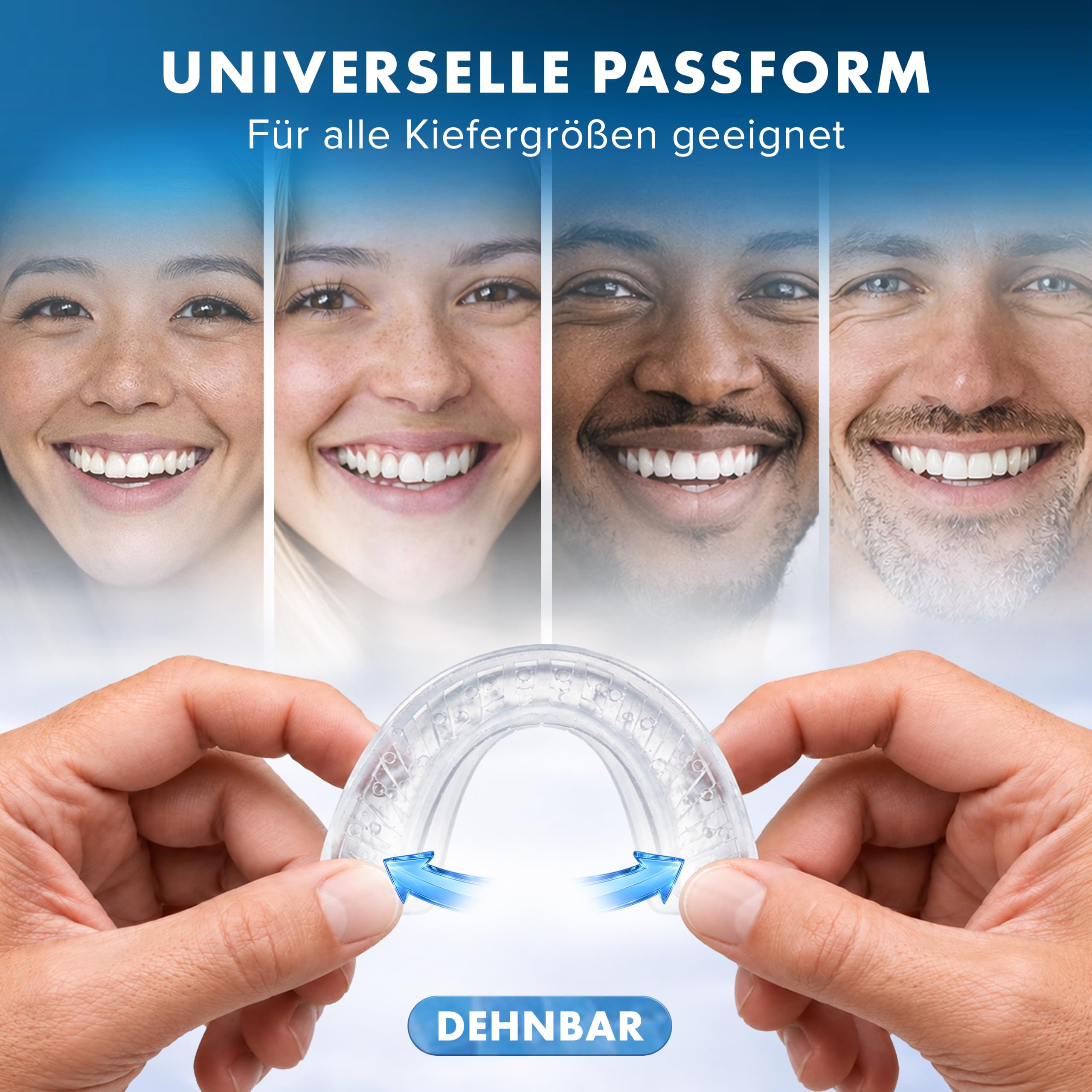 Schnarchschiene Made in Germany – verstellbare Anti Schnarch Zahnschiene gegen Schnarchen & Zähneknirschen, Aufbissschiene, Schnarchstopper, Anti-Snoring Mouth Guard, anpassbar, transparent