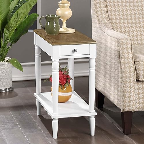 Miniatura 2 de Convenience Concepts French Country - Mesa auxiliar para silla sin herramientas, con estante, color madera flotante/color blanco Madera