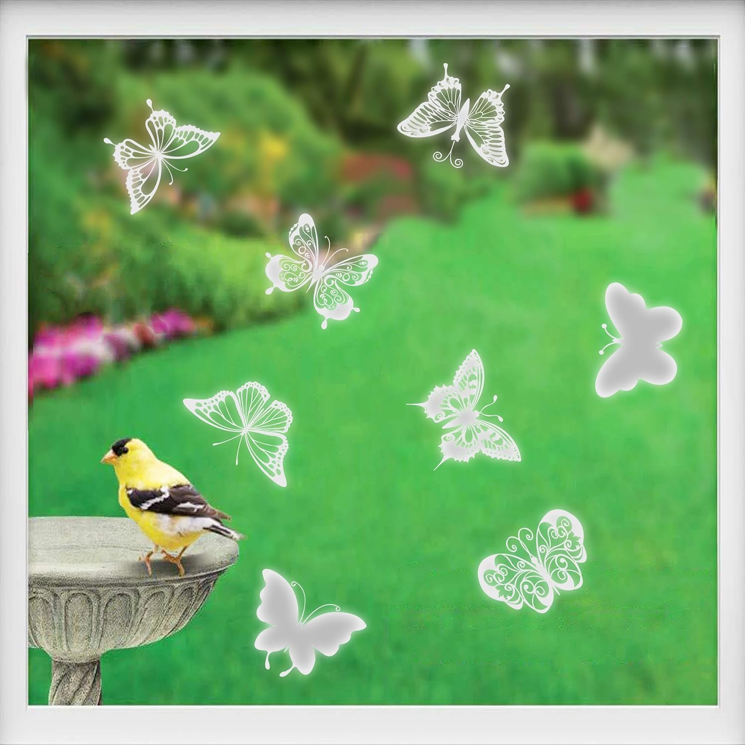 24 Transparent Butterflies Window Decals to Prevent Bird