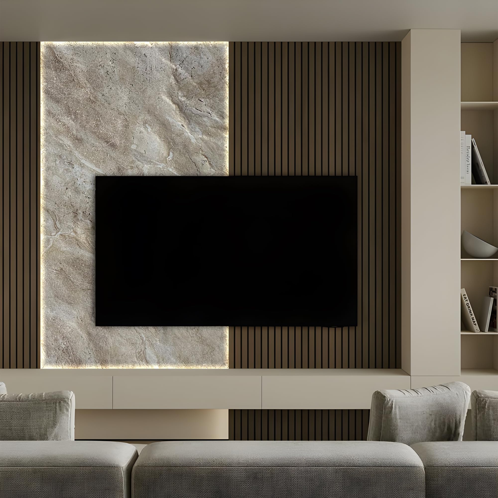 EPS 3D Wandpaneel Steinoptik – 50x120 cm – Leicht, DIY Montage, Wärme- & Schalldämmung – Innen Wandverkleidung für Wohnzimmer, Schlafzimmer & Gewerbe (PNL-207, 2 Stück)