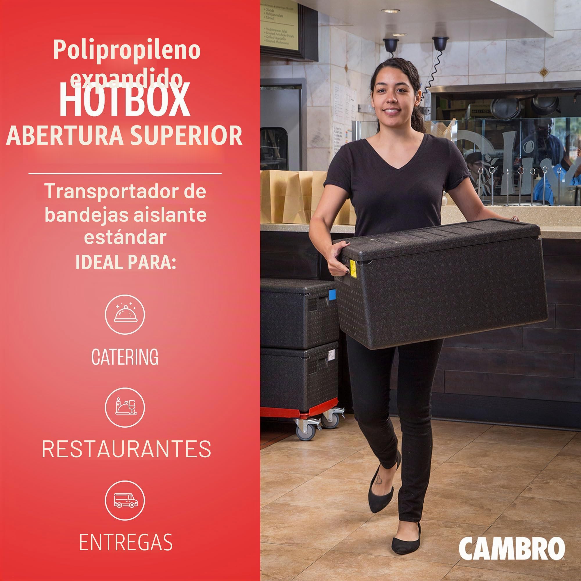 CAMBRO - Contenedor isotérmico con carga superior Cam Gobox GN 1/1 46 L - 60 x 40 x 31,6 cm (M.Ext) - 53,8 x 40 x 25,3 cm (M.Int) - Negro