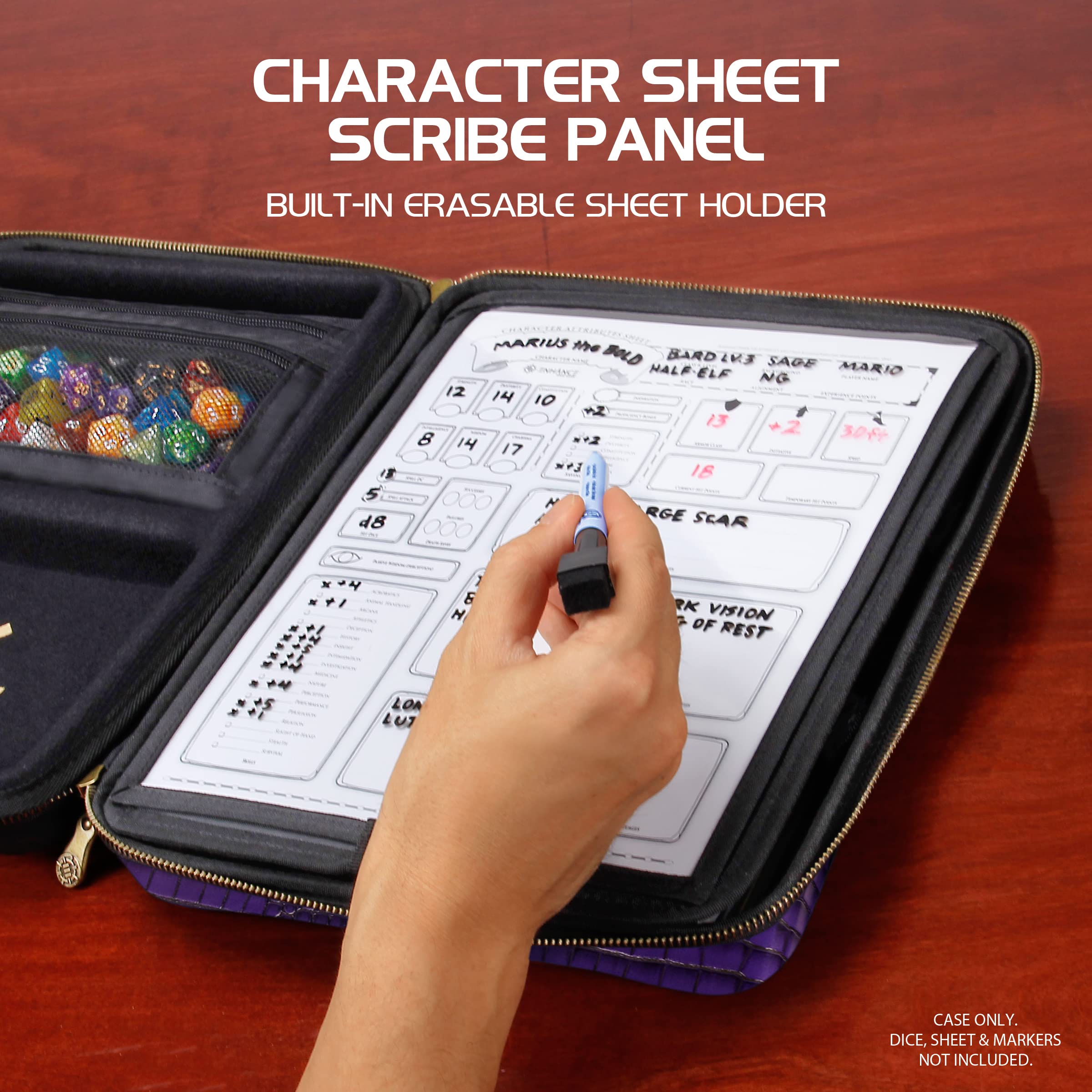 ENHANCE Collector's Edition RPG Organizer Case, DnD Binder with Built-in Character Sheet Holder and Erasable Scribe Panel - Image 4