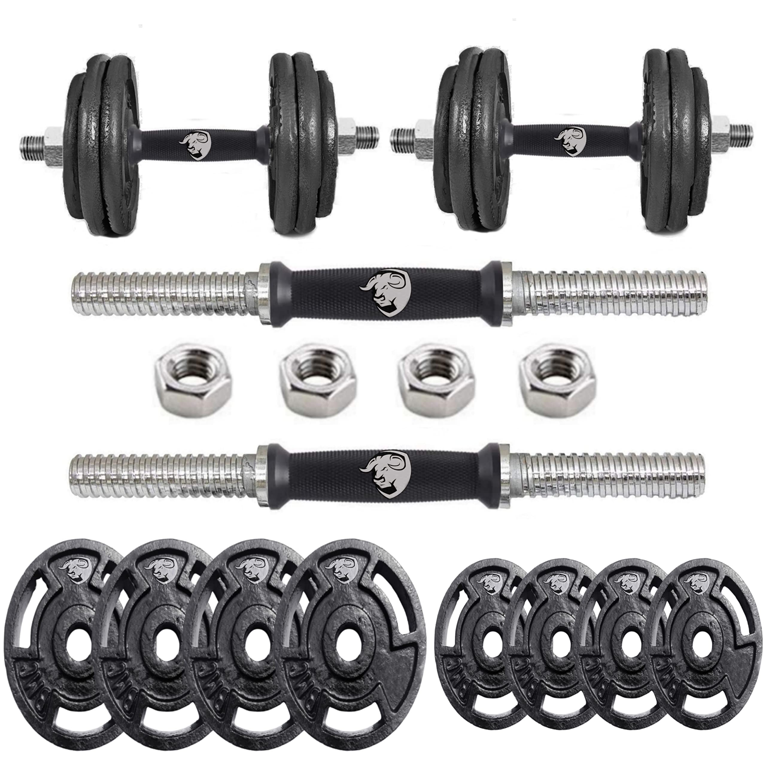 BULLAR Home Gym Set 8kg to 70kg with ez/curl/Straight/Pair of Dumbbell rods, Customize Your own Exercise Set with Workout Accessories (Dumbbell Rods, Cast Iron, 15 KG)-image-6