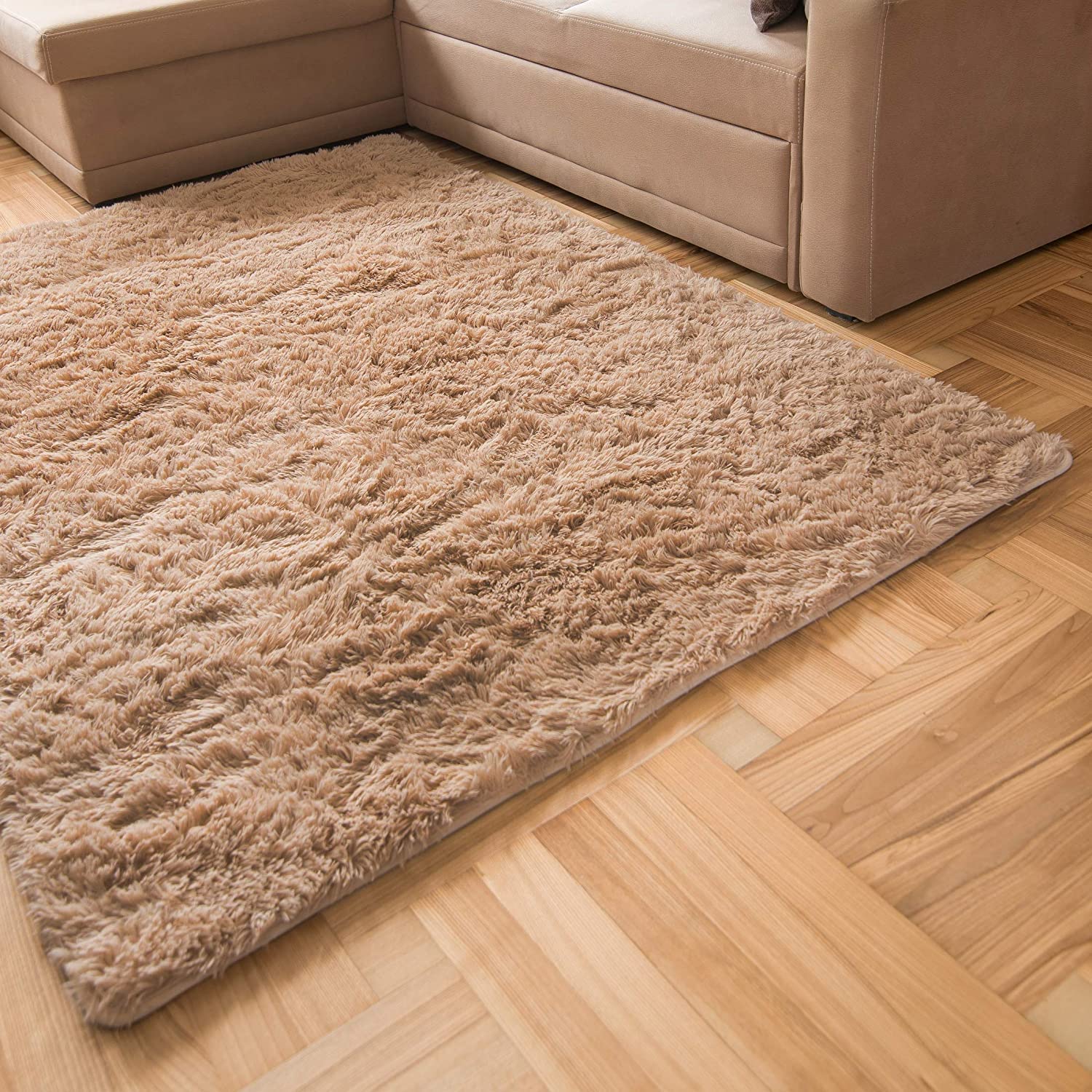 Carpeto Rugs Alfombra Moderna de Salón Grande de Pelo Largo - Alfombras de Habitación de Matrimonio, Dormitorio y Comedor - Alfombras de Salón Modernas - Beige Claro - 200 x 300 cm