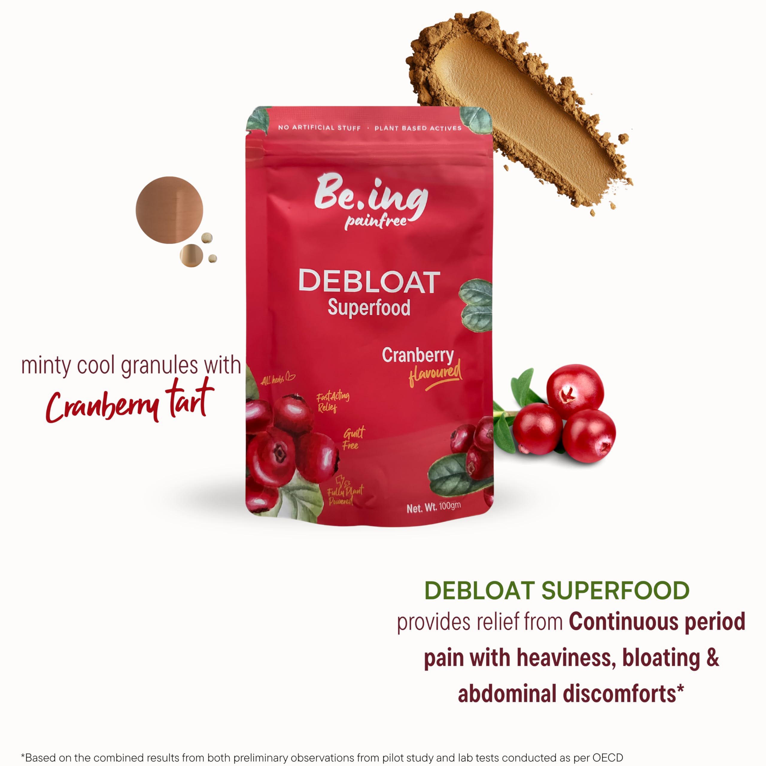 Be.ing Painfree DEBLOAT Superfood Powder 100g | Herbal Relief for Bloating, Gut Inflammation & Acidity | Supports Stomach & Digestive Period Pain | 100% Herbs | No Added Sugar, No Colors, No Chemicals 2