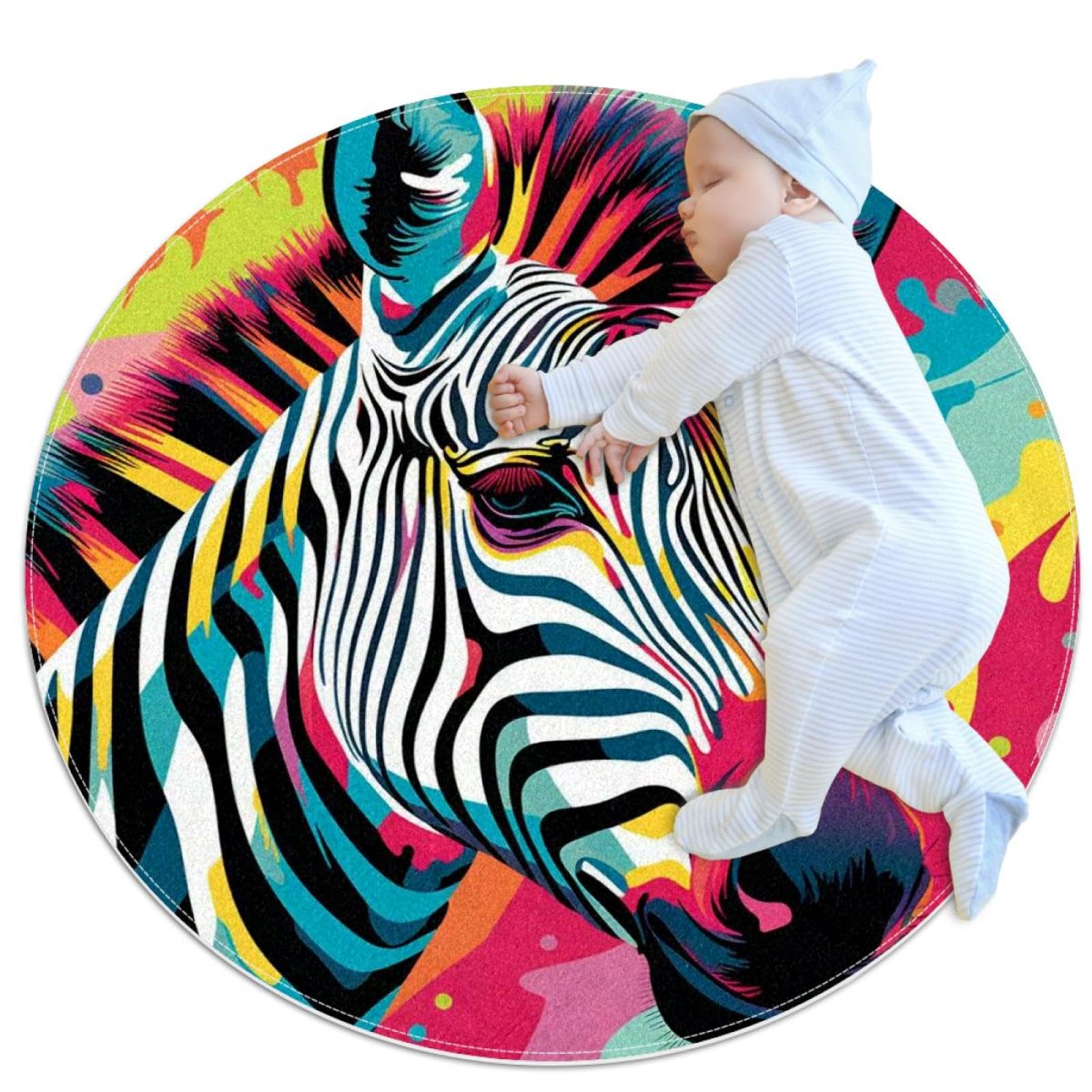 Tapis de salle de bain antidérapant et absorbant motif aquarelle zèbre