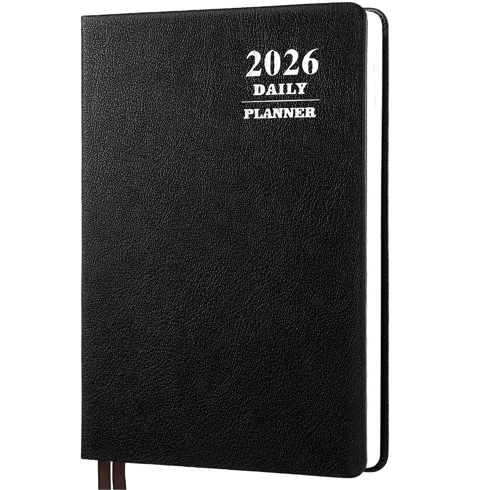KESOTE 2026 Daily Hourly Planner - One Page a Day, 2026 Diary 5.7 x 8.3" Hardcover Monthly Agenda 12 Month, A5 College Notebook Planner, Black