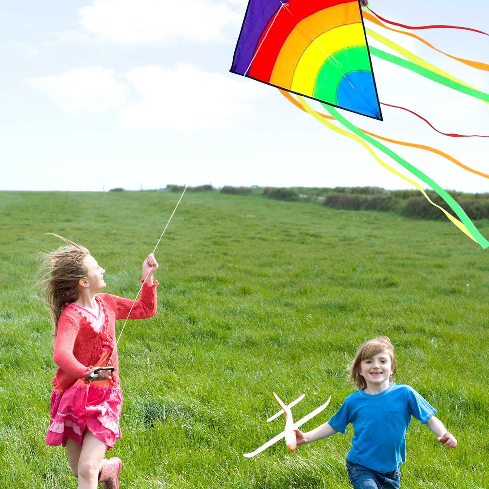Cerf-Volant Enfant Et Adulte Rainbow Diamant - Facile à Piloter Avec Fil 80m