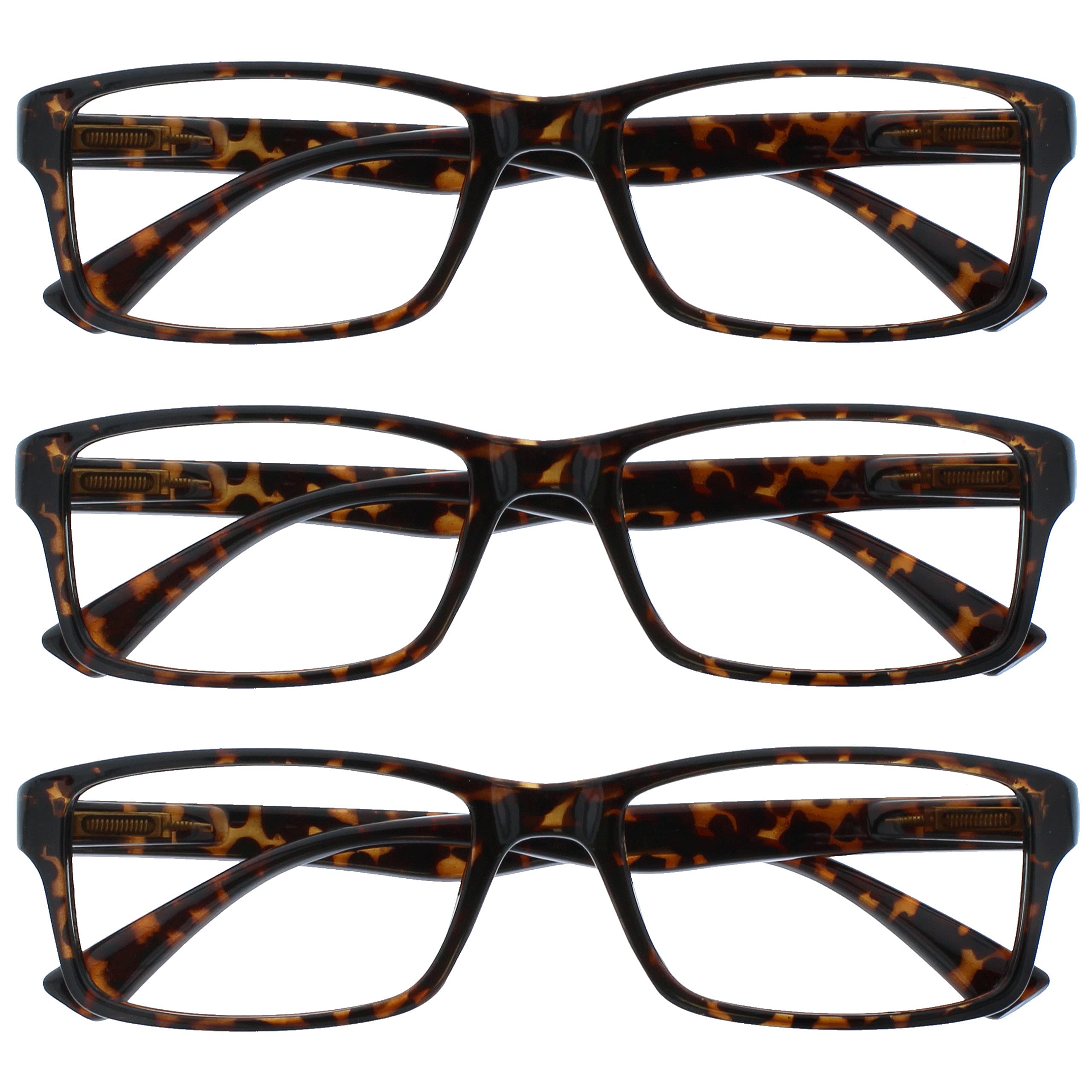 OPULIZE Reading Glasses Brown Tortoiseshell Readers Value 3 Pack Mens Womens UVR3092BR +2.00