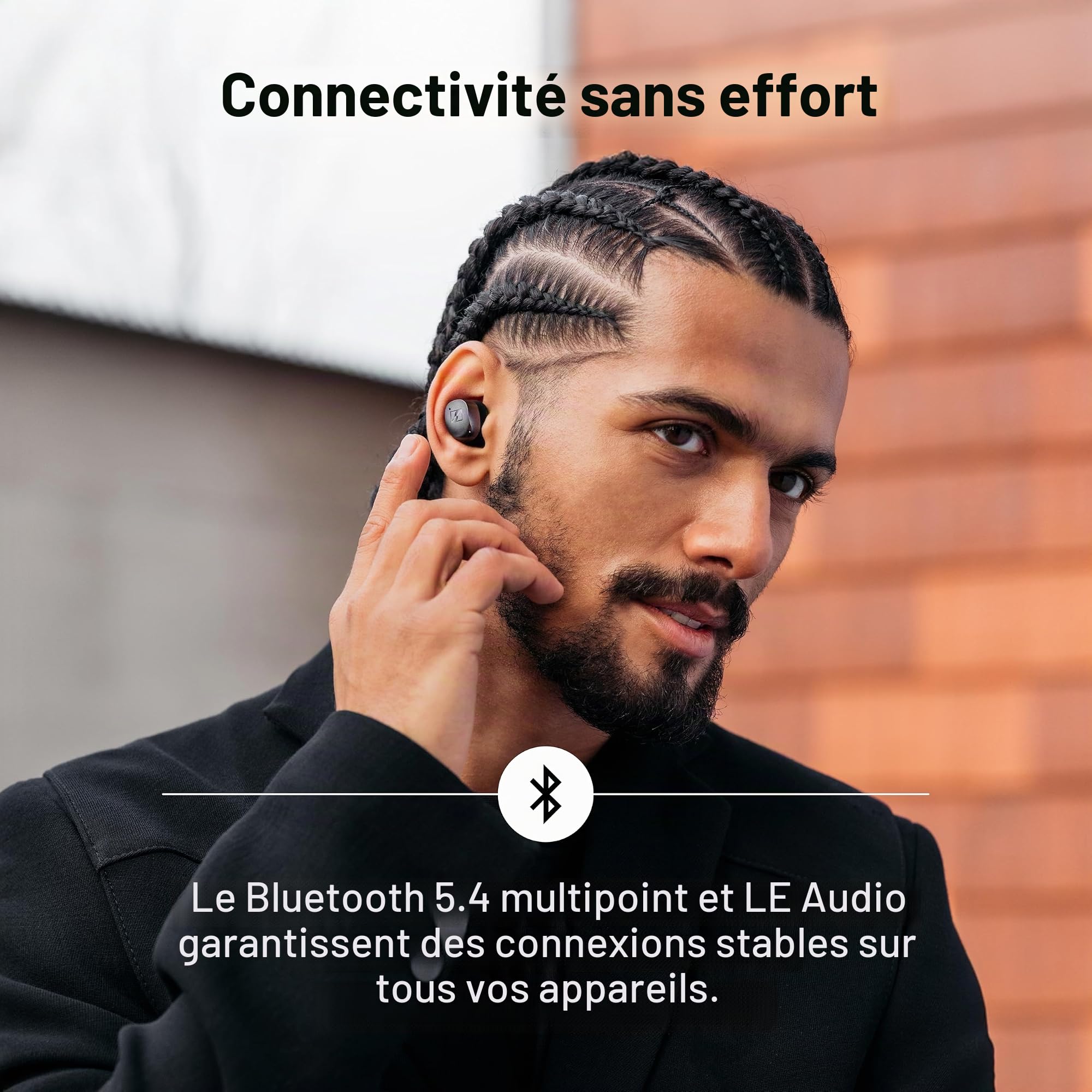 Sennheiser Consumer Audio Momentum True Wireless 4 Smart Earbuds avec Bluetooth 5.4, Son cristallin, Design Confortable, autonomie de 30 Heures, ANC, Le et Auracast adaptatif – Cuivre Noir