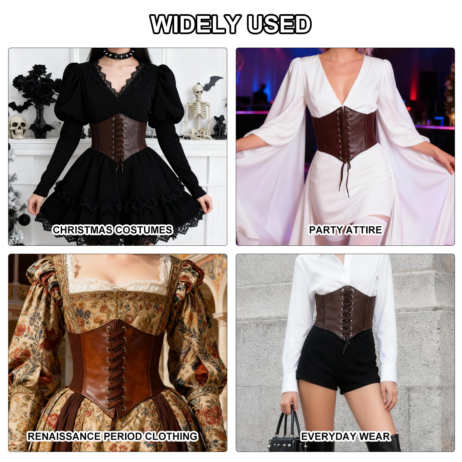 Gorset damski pod biustem, 2 sztuki, kostium piracki, z regulowanym zapięciem, elastycznym paskiem w talii i wzmocnionymi szwami, gorset idealny do kostiumu pirackiego, cosplay, Halloween