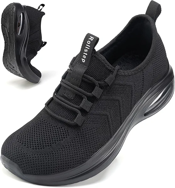 Rollstep Wide Toe Box Shoes Women Extra Wide Width Sneakers Air Cushion Road Running Shoes Ultra Light Tennis Gym Workout Training Shoes Breathable Walking Shoes with Arch Support