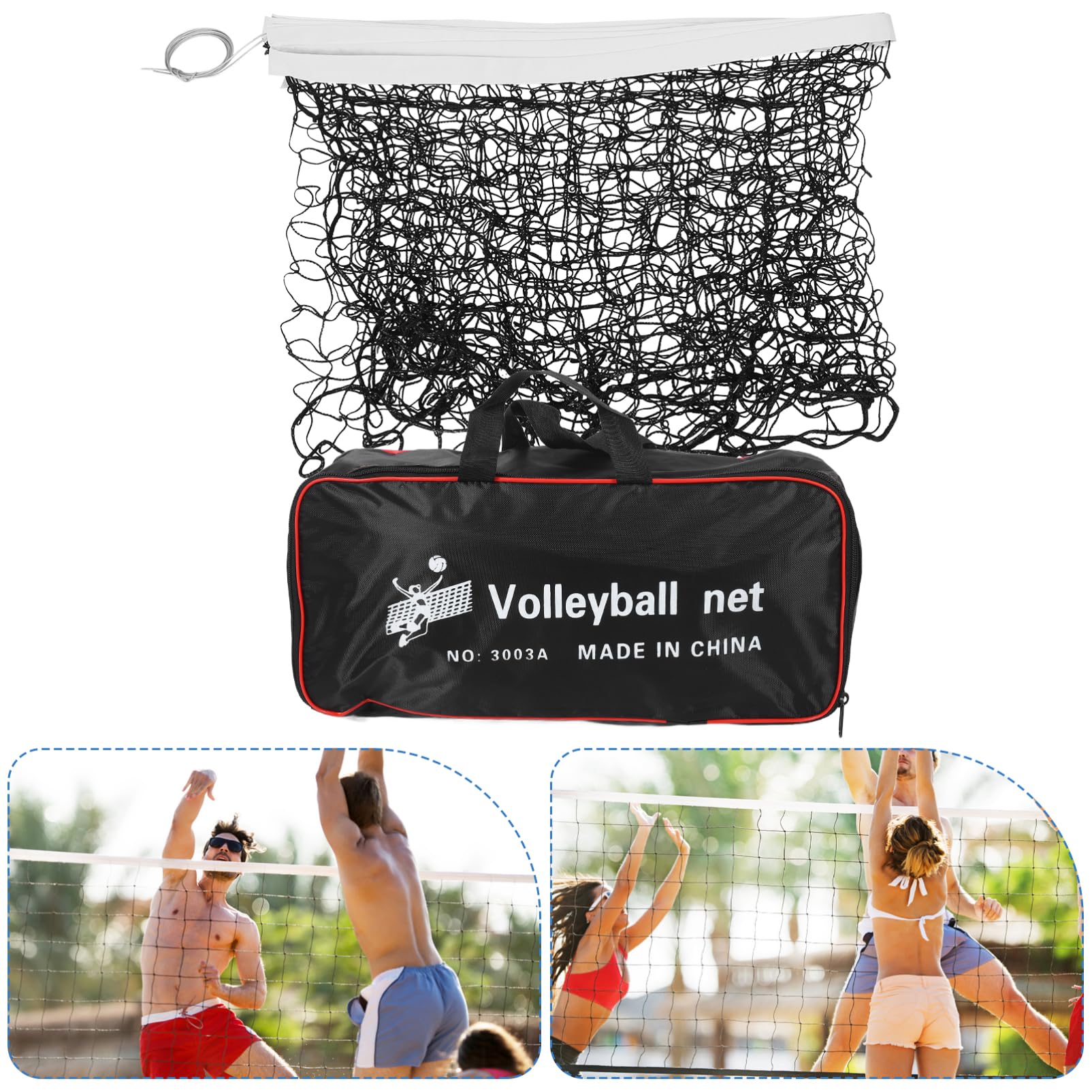 Rete da Pallavolo Portatile Pieghevole per Spiaggia e Outdoor | Nero in Poliestere, Installazione Semplice, Maglia Piccola, Uso Badminton e Volley