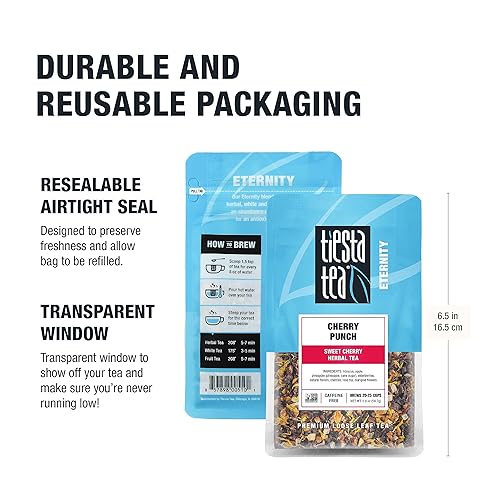 Miniatura 7 de Tiesta Tea - Ponche de cereza, hoja suelta, té de hierbas de cereza dulce, mezcla premium, sin cafeína, hace caliente o helado y prepara hasta 25