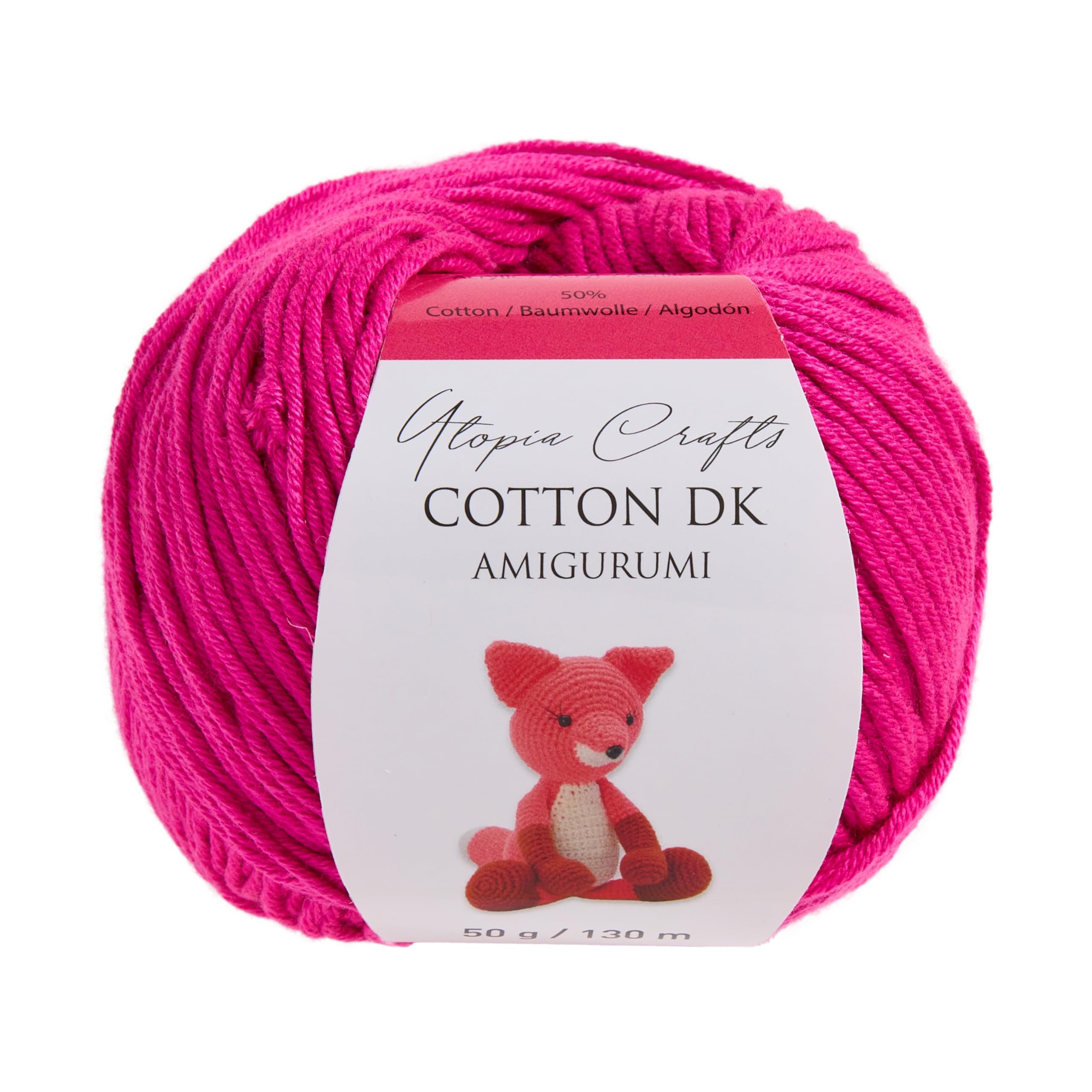 Utopia Crafts Amigurumi Cotton DK Yarn for Crochet and Knitting 50% Cotton, 50% Acrylic Blended, 50g (Strong Pink)