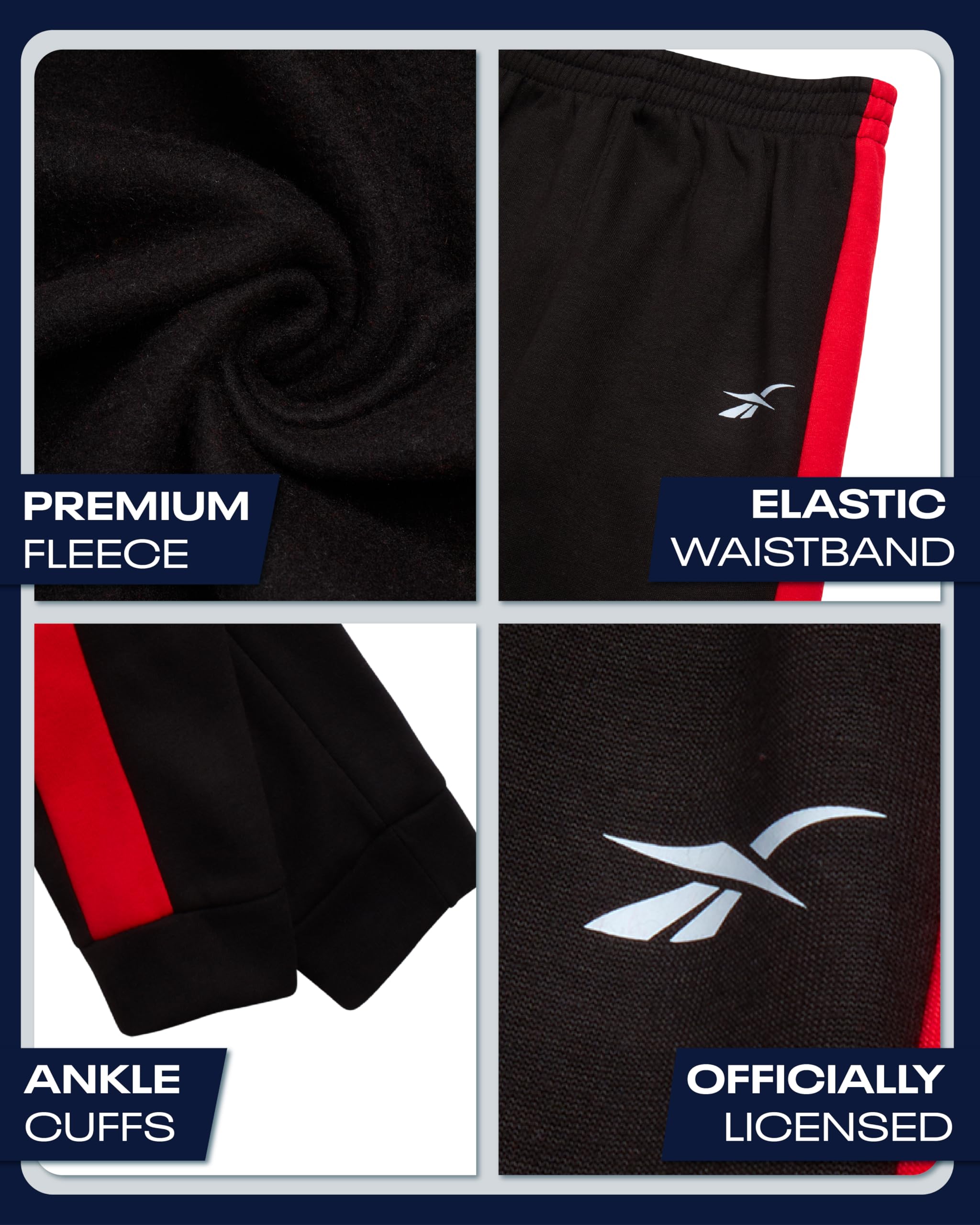 Reebok Kleinkind Jungen Trainingsanzug – 2-teiliges gemütliches Fleece-Outfit für Kleinkinder, Jungen, Outfits mit Reißverschluss und Kapuzen-Sweatshirt und Jungen-Jogginghose
