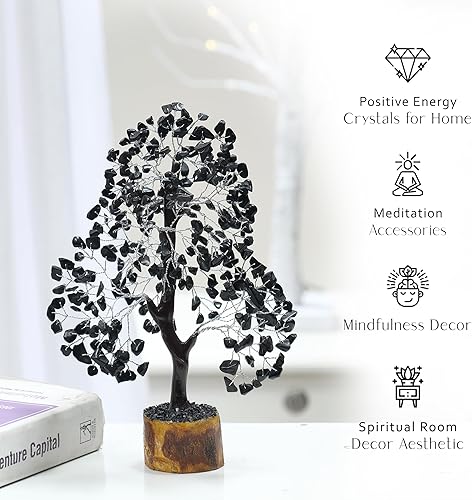 Miniatura 2 de PYOR - Turmalina negra, árbol de la prosperidad feng shui, regalos espirituales, decoración para hogar y oficina, cristales reales, suministros