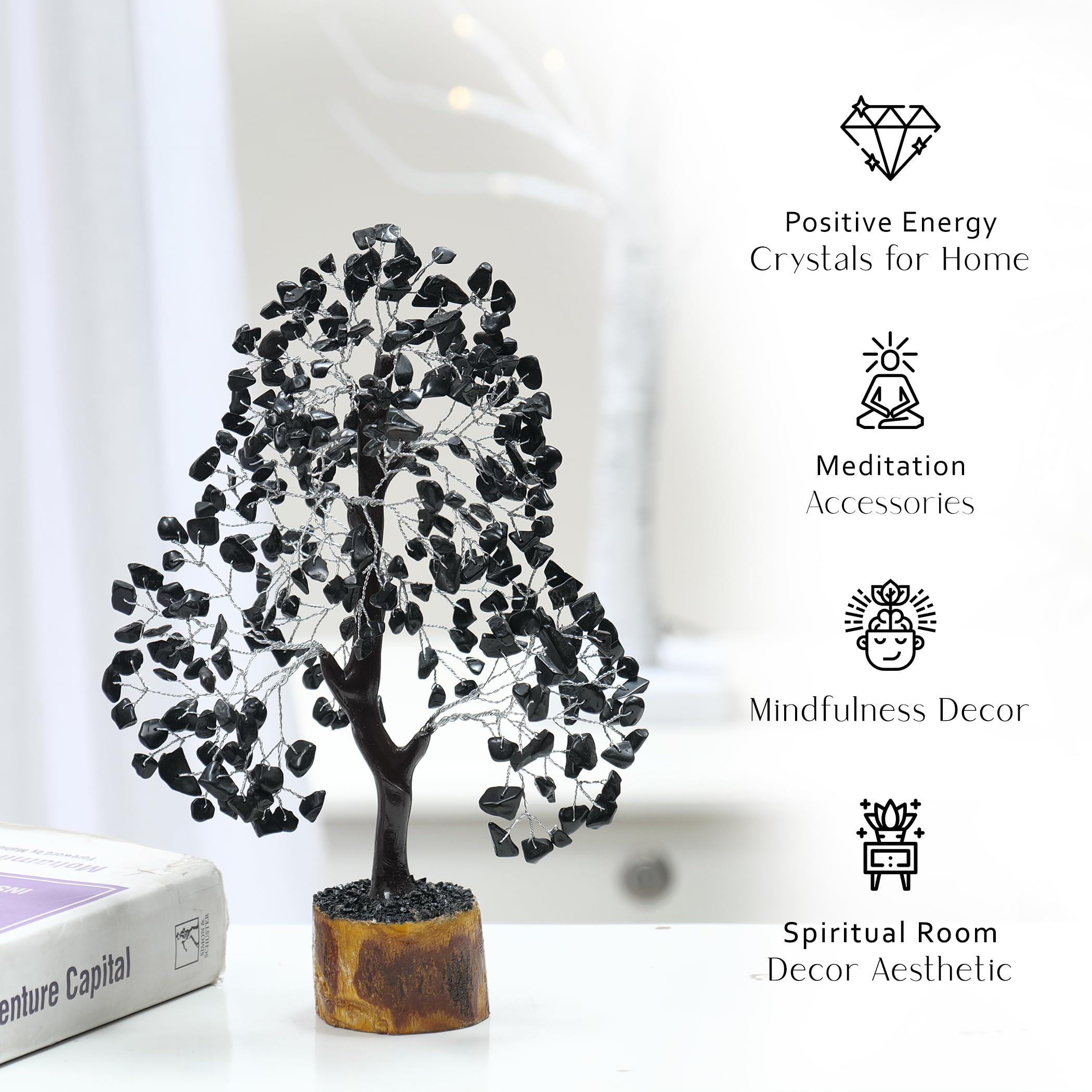 Black Tourmaline, Feng Shui Money Tree, Spiritual Gifts, Home Office Decor, Spiritual Gifts, Real Crystals, Reiki Supplies - Image 2