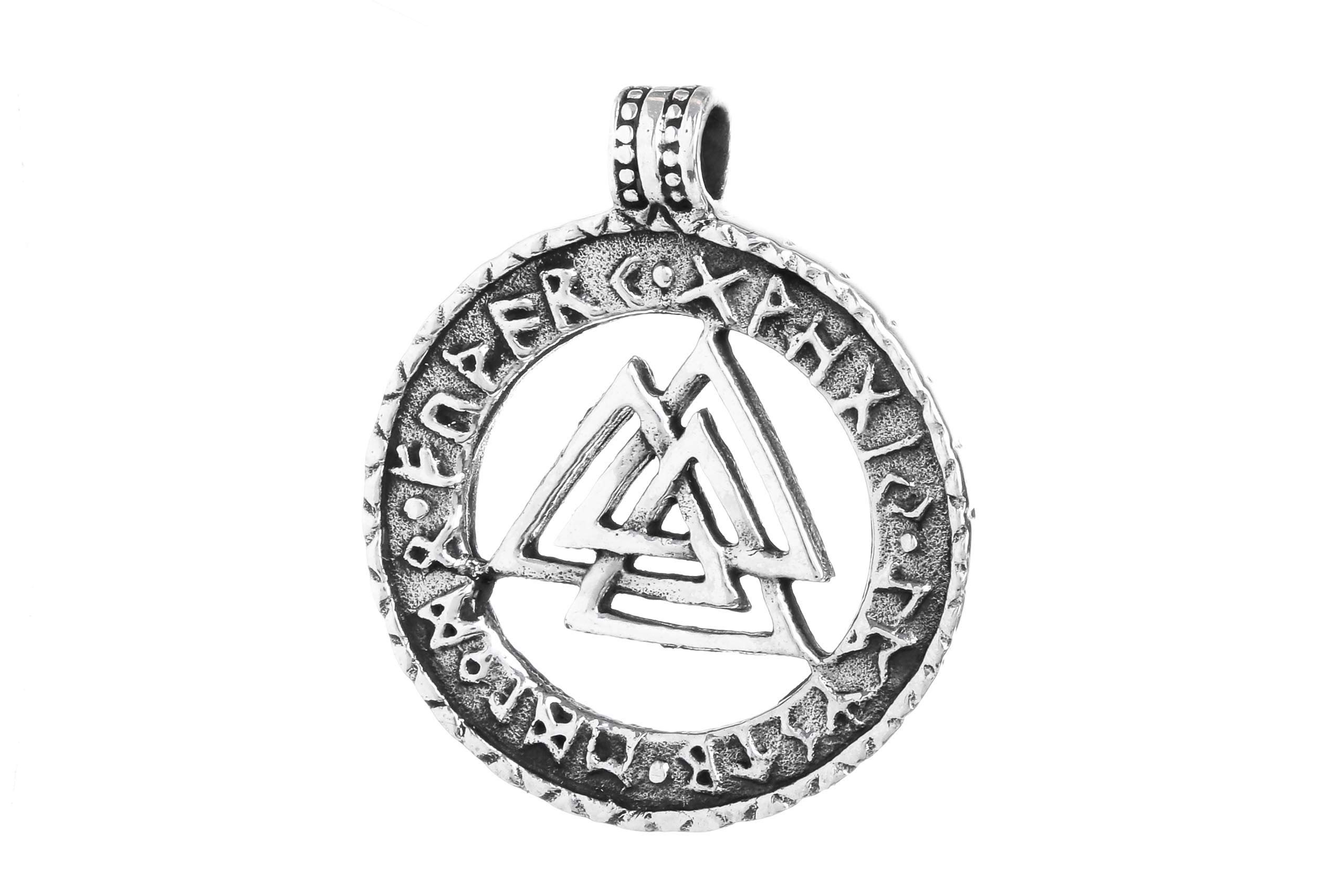 Windalf Wikinger Schmuck Anhänger VALKNUT 2.6 cm Wotansknoten Runen 925 Sterlingsilber