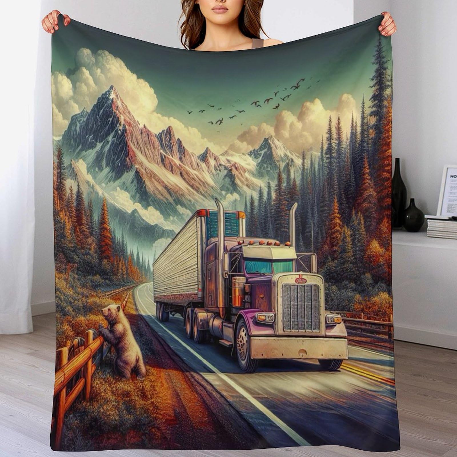 Couverture camion douce en flanelle pour des soirées cocooning sur le canapé