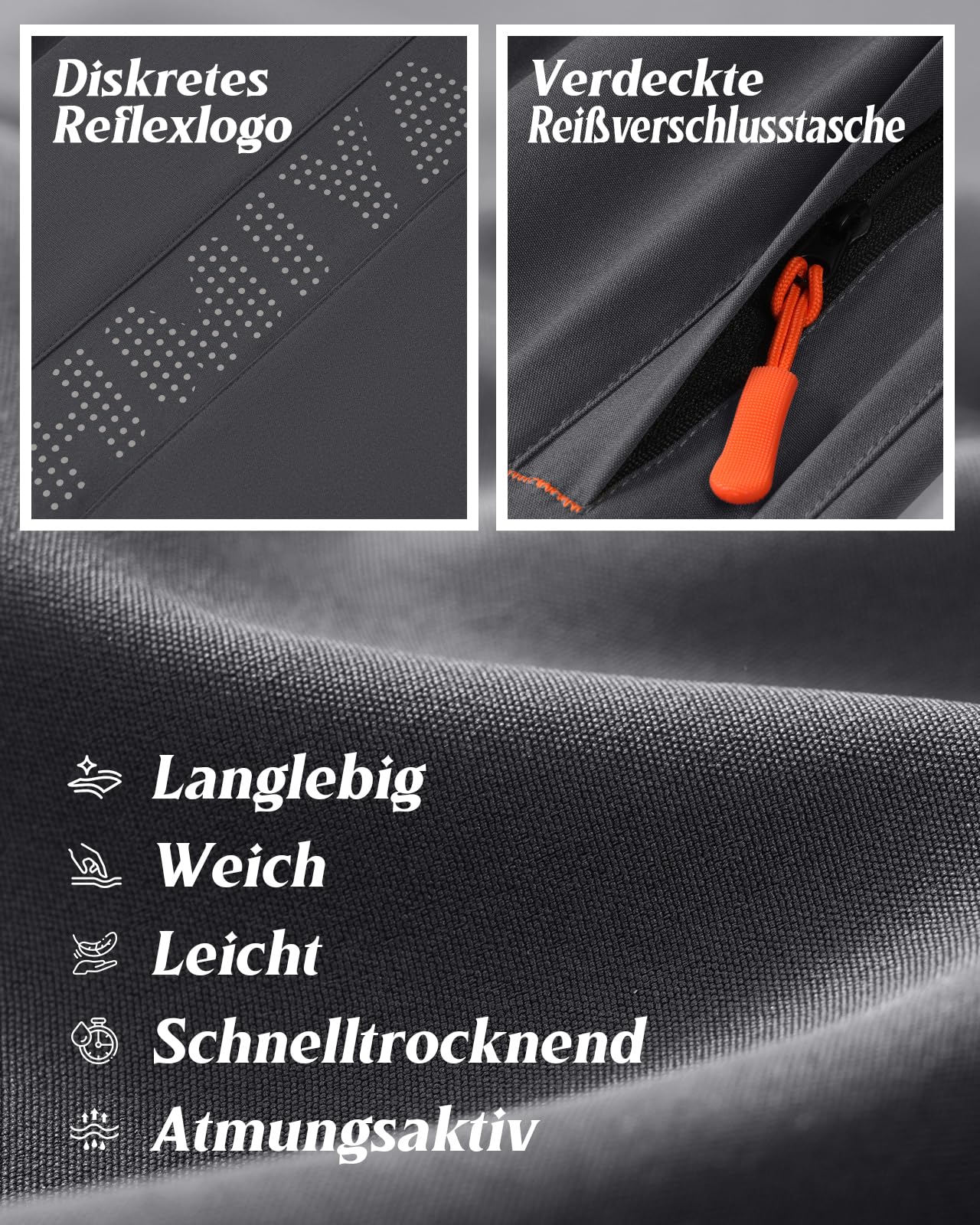 HMIYA 2er Pack Sporthose Herren Kurz Sport Shorts Sommer Laufhose Trainingshose mit Reißverschlusstasch