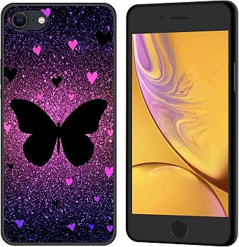 for iPhone 16e Case,Premium Soft Silicone Rubber Anti-Scratch Shockproof Full-Body Protective Bumper Case Cover for iPhone 16e, Butterfly and Hearts