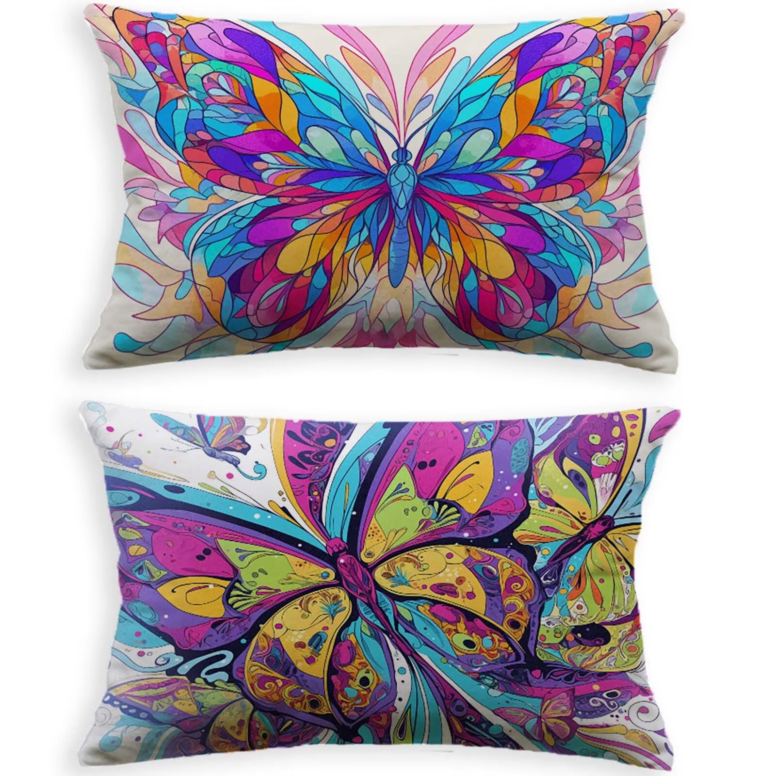 Lot de 2 housse de coussin papillon 50x70cm velours rectangulaire O-137P