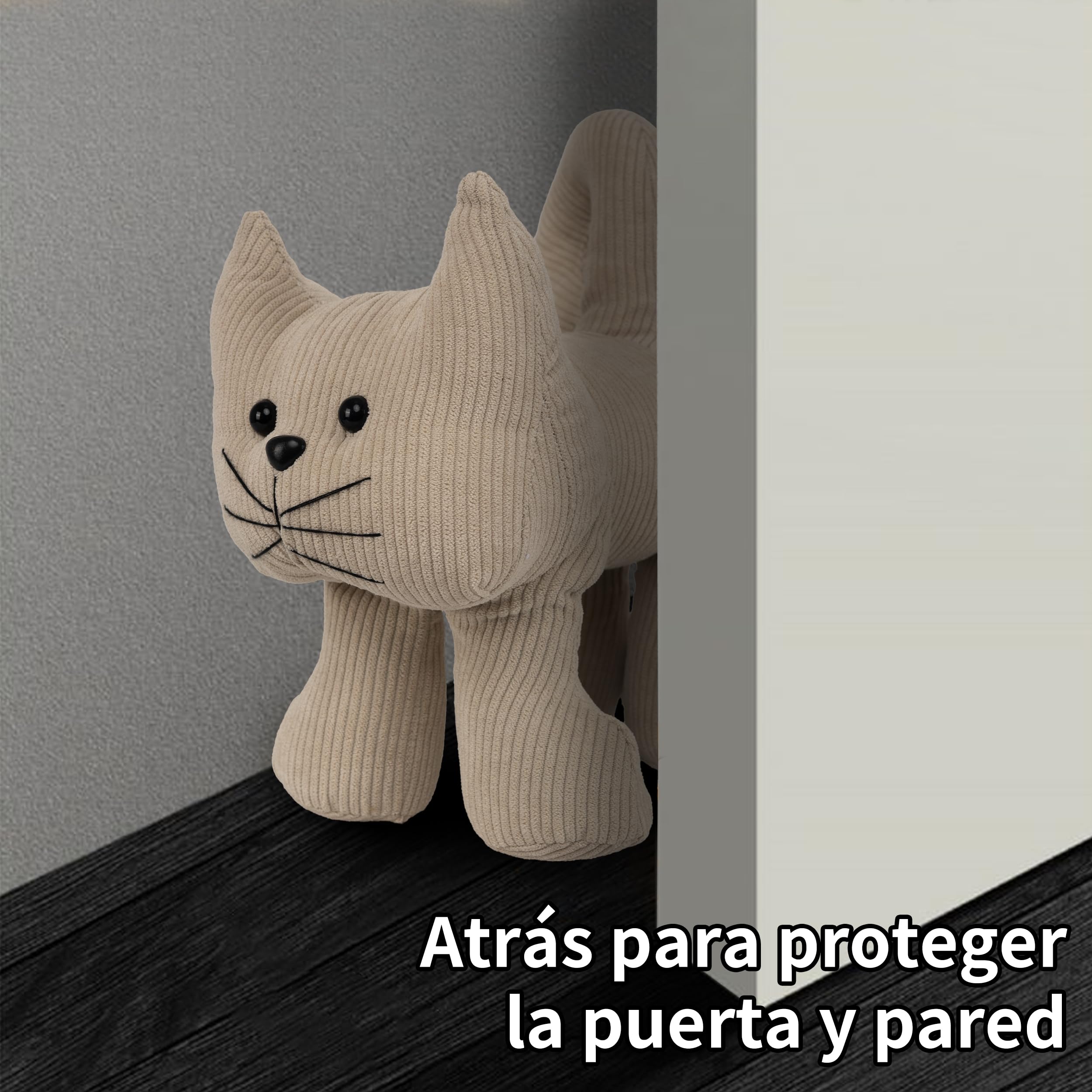 Tope para Puertas Suelo con diseño Animal de Gato como elemento decorativo para la casa. (1 KG,21x14x21 cm) - 4