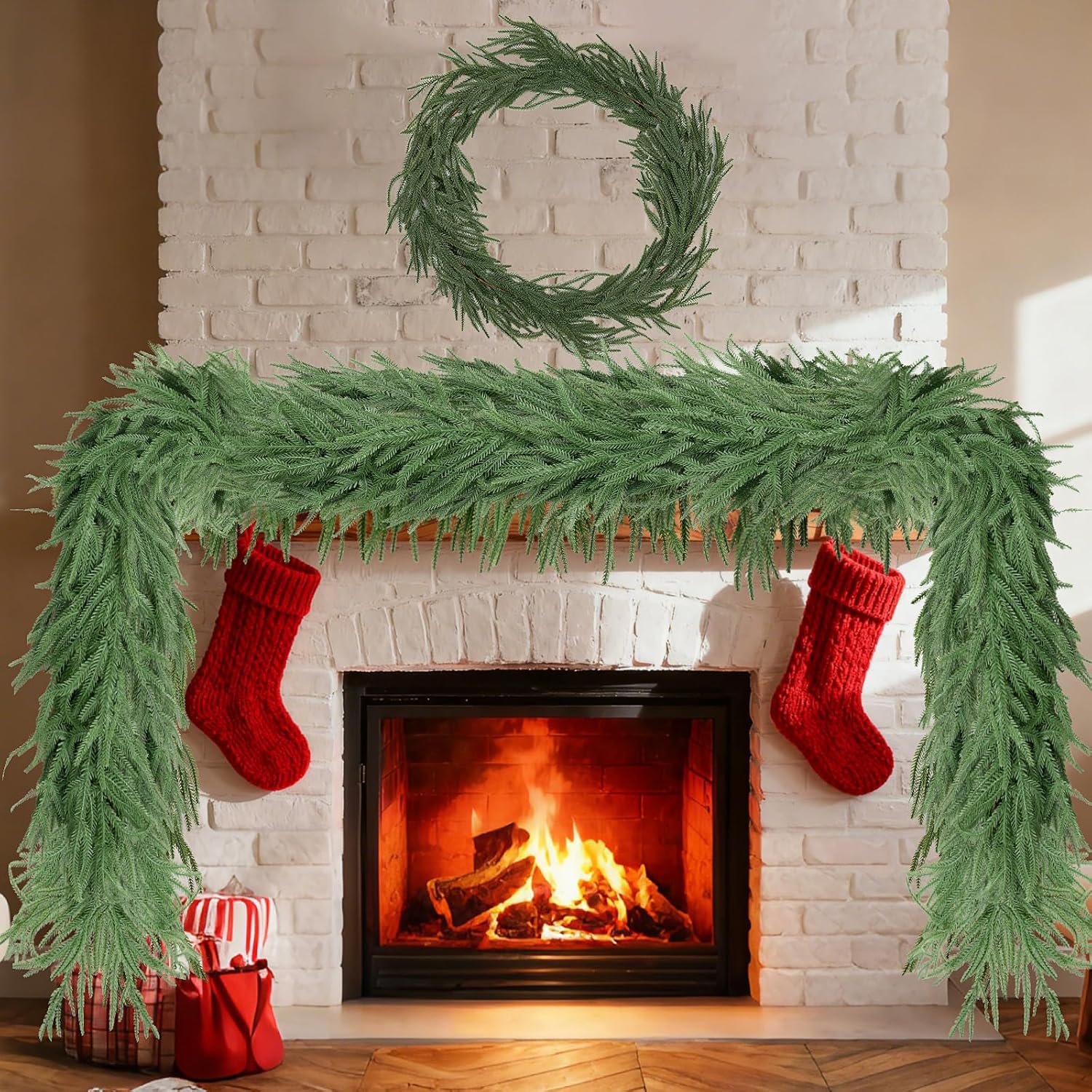Christmas Garland Norfolk Pine Garlands Artificial Greenery Garland for Mantle Table Fireplace Stairs Christmas Decor Garland Windows Porches Holiday Garlands Indoor Outdoor Decoration (2, 6FT) Christmas Garland Norfolk Pine Garlands Artificial Greenery Garland for Mantle Table Fireplace Stairs Christmas Decor Garland Windows Porches Holiday Garlands Indoor Outdoor Decoration (2, 6FT)