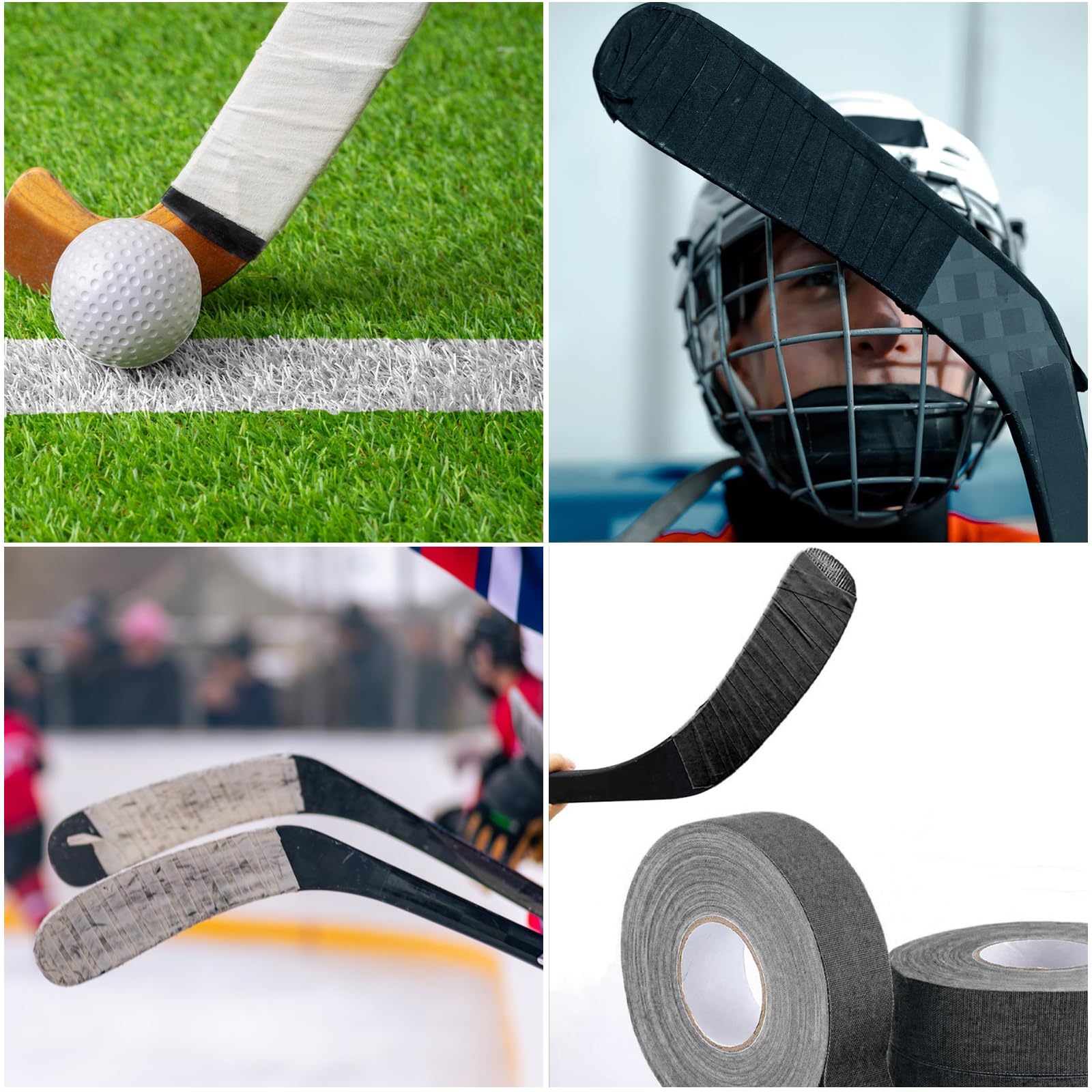 2 Rouleaux Ruban de Hockey Adhésif 25m x 25mm Tape Hockey sur Glace Ruban de Bâton de Hockey Antidérapant Tape Crosse de Hockey pour Raquette Tennis, Badminton (Noir, Blanc)