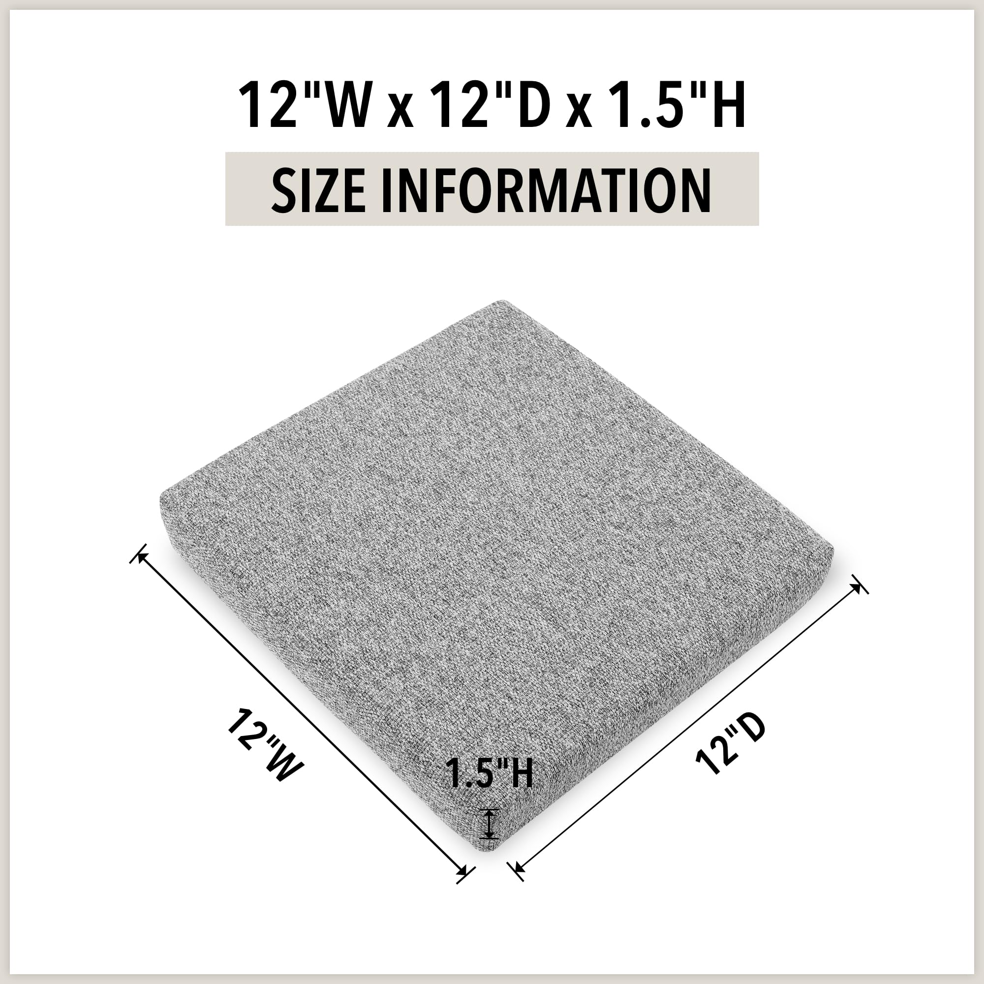 Tromlycs 12x12 Chair Cushion Bar Stool Square Seat Cushion with 4