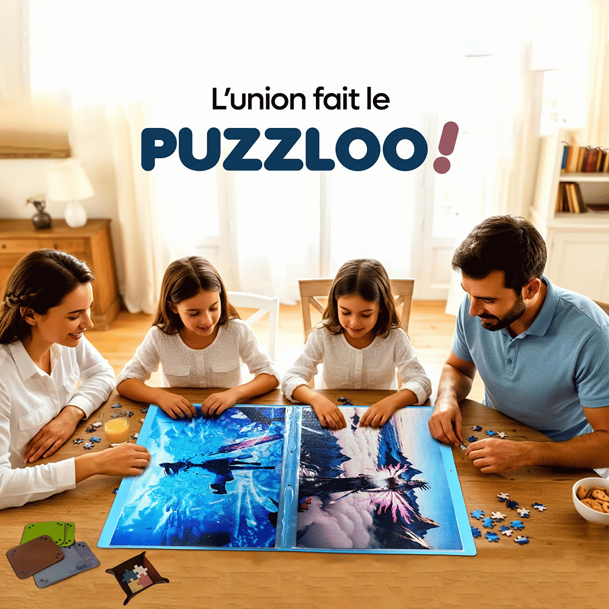 Classeur Puzzle 1000 Pièces – 20 Pochettes Double Face, 6 Plateaux de Tri – Album Rangement Antipoussière, Pochette Transparente Intégrée – Marque Française