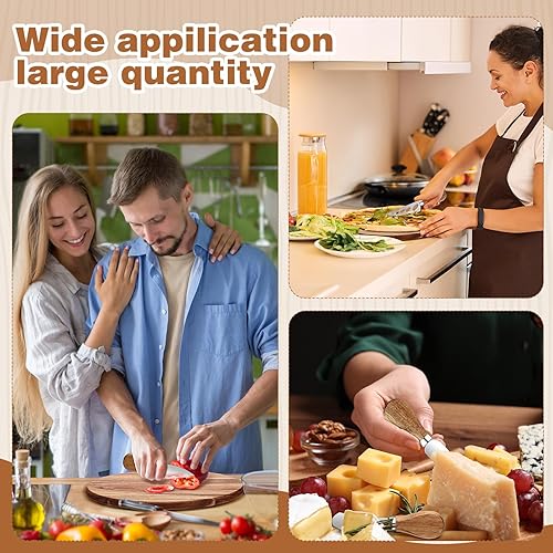 Miniatura 6 de Juego de 6 tablas de queso de Navidad, tabla de cortar de madera de Navidad con mango y cuchillos de queso, tabla decorativa para quesos a granel