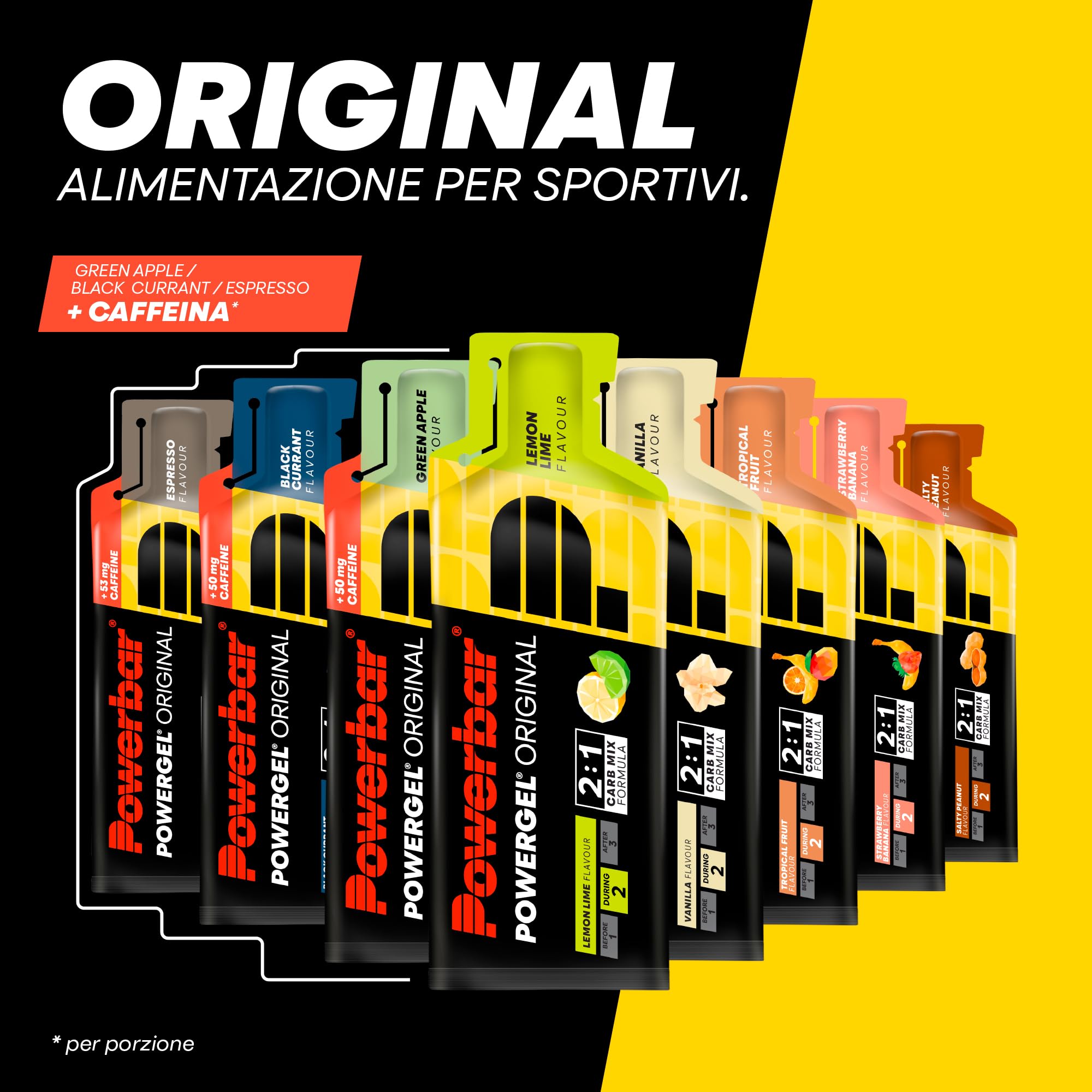Powerbar - PowerGel Original - Lemon Lime - 12x41g - Gel energetico ad alto contenuto di carboidrati - Sodio - Senza caffeina