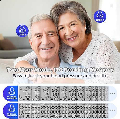 Miniatura 5 de Monitor de presión arterial para el brazo superior del brazo para uso doméstico con puño Bp de 9"-17" y 15"-21.7", máquina Bp recargable de pantalla