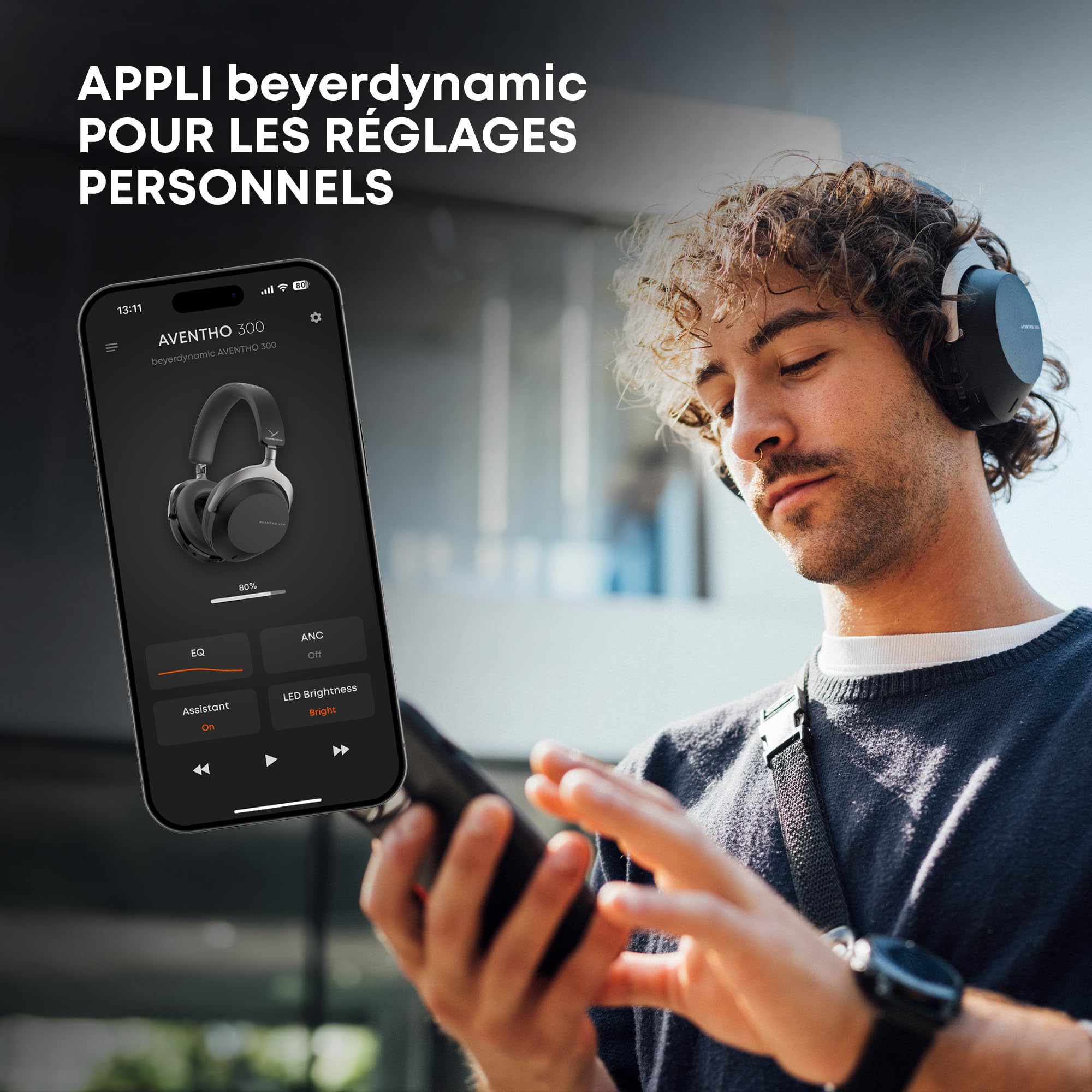 beyerdynamic AVENTHO 300 Casque sans Fil Supra-auriculaire avec ANC, 50 h d'autonomie, Bluetooth® 5.4, Audio 3D, Stellar.45, en Noir - Nouvelle Mise à Jour Disponible Via l'application