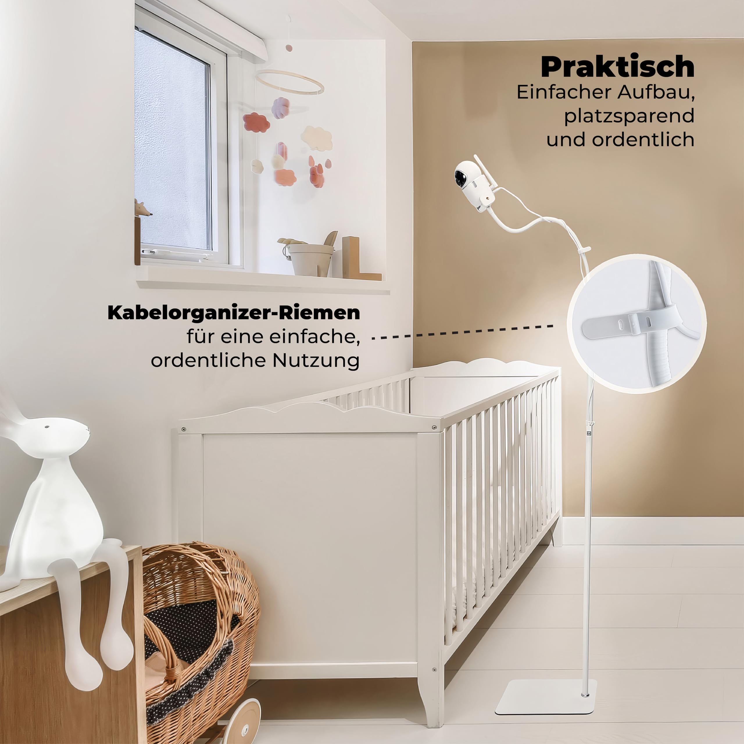 Babyphone Halterung, 170 cm Höhenverstellbar Ständer kompatibel mit HelloBaby, GHB, Tp-Link Tapo, Momcozy, Eufy, Philips Avent, Vtech and Allen Baby Kamera mit 1/4" Gewinde
