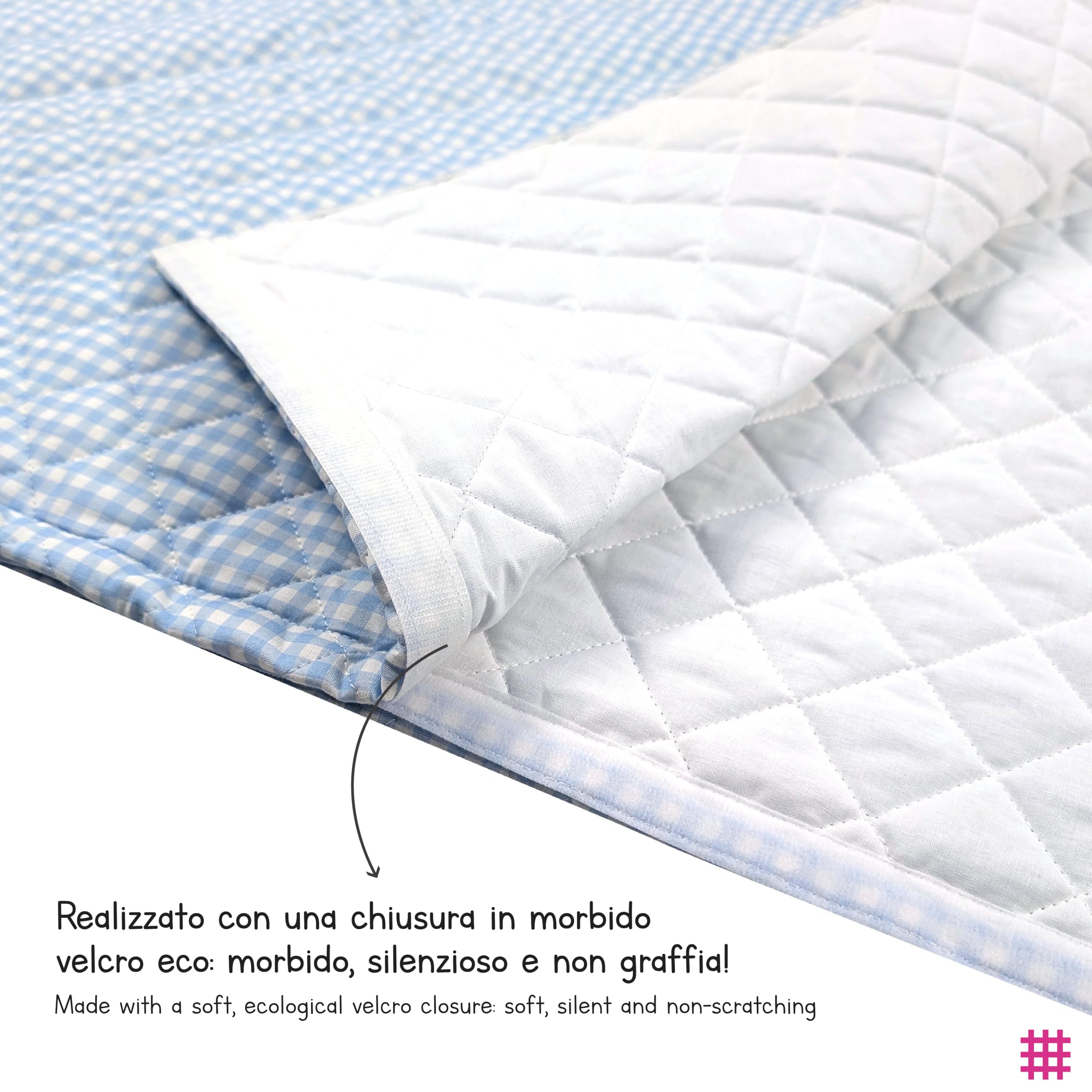 Panini Tessuti Saco de Dormir y Saco de guardería para bebés de 2 a 6 años - Tejido Acolchado 100% algodón, para Dormir en la guardería y en casa - Made in Italy (Saco de Dormir Cuadrados Azules