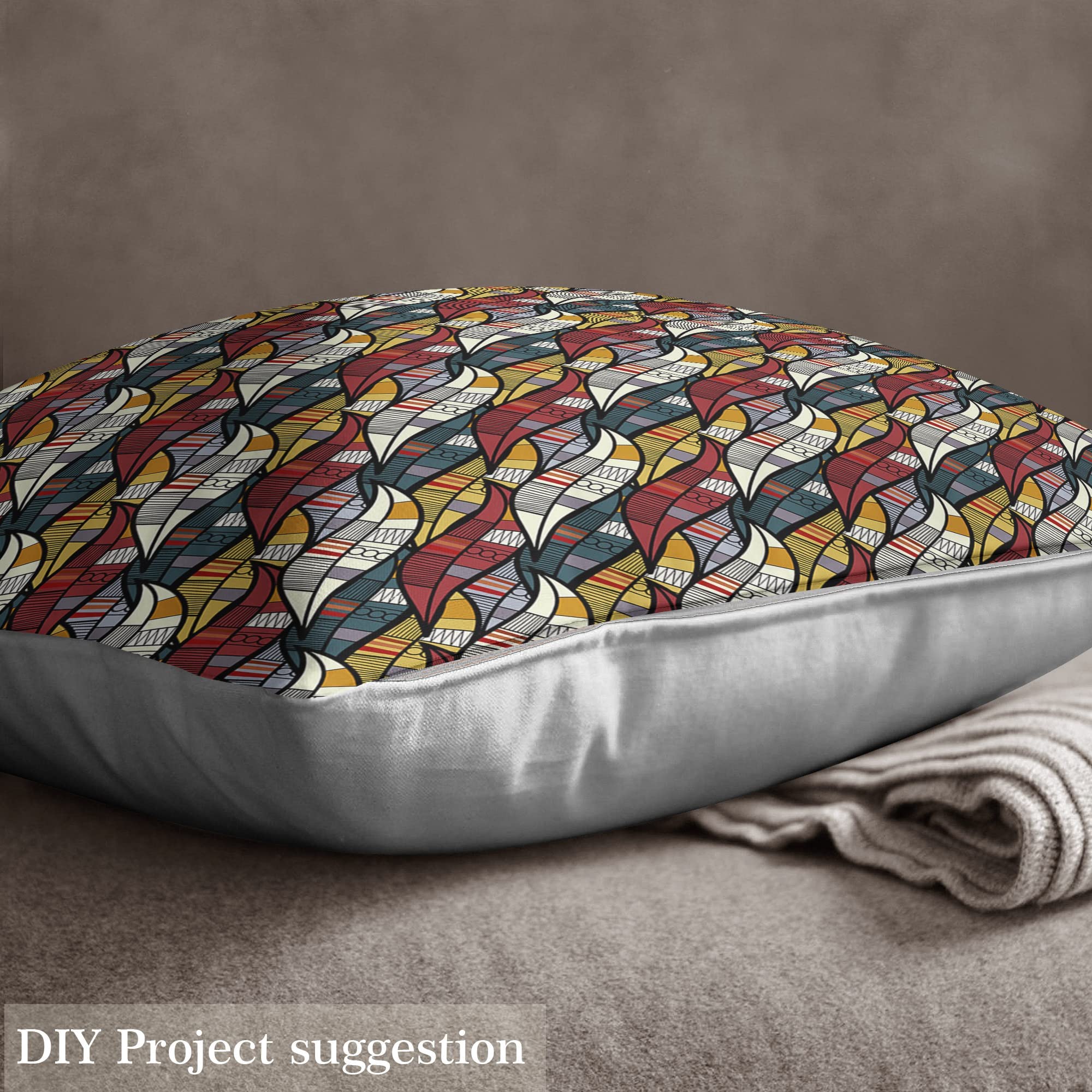 African Upholstery Fabric for Chairs Sofa Couch,Traditional Abstract Geometric Outdoor Fabric by The Yard,Tribal Striped Decor Fabric for Upholstery and Home DIY Projects,1 Yard,(L92*W150cm) Ruby Grey - Image 3