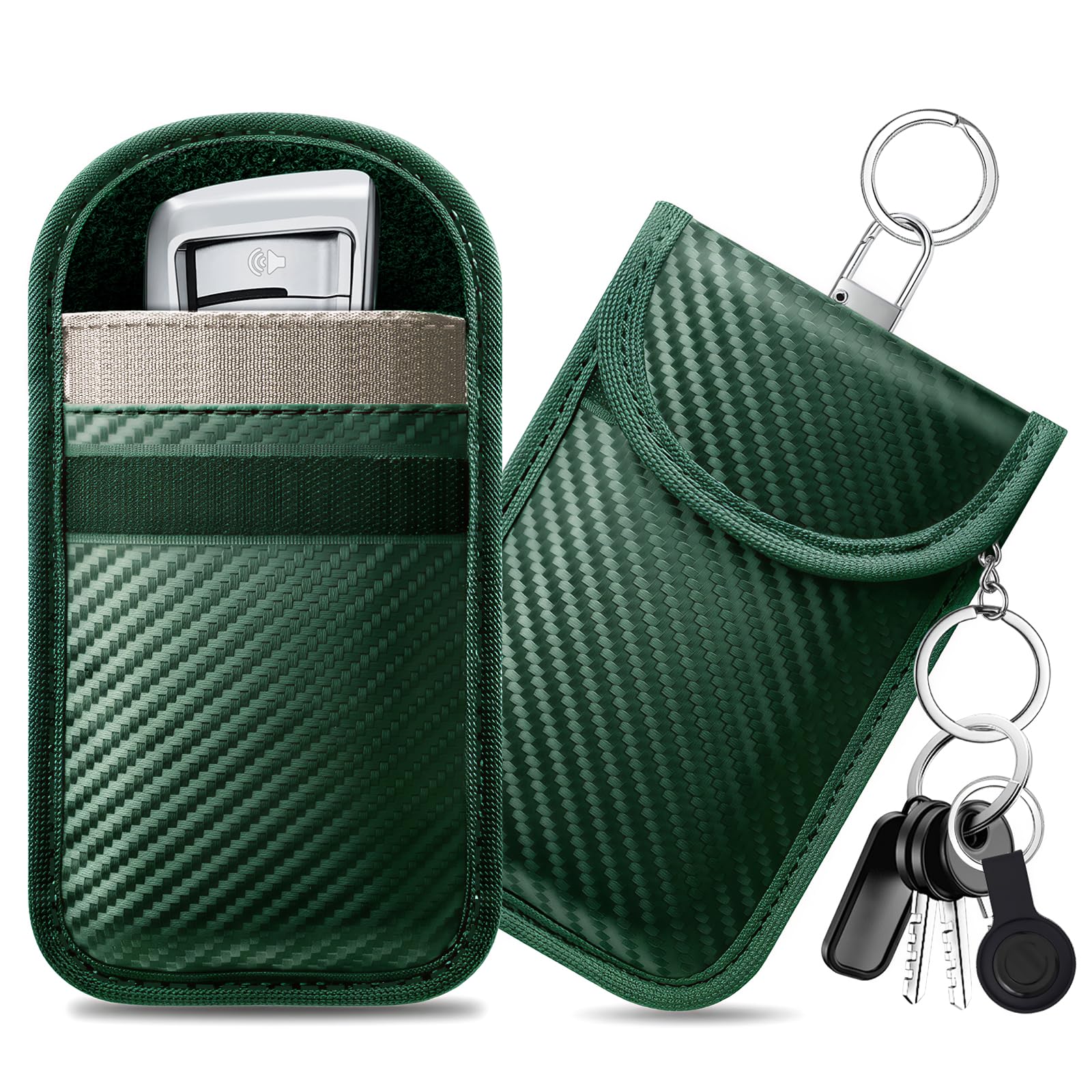 caslord 2 Stück Klein Faraday Taschen Kohlefaser Leder
