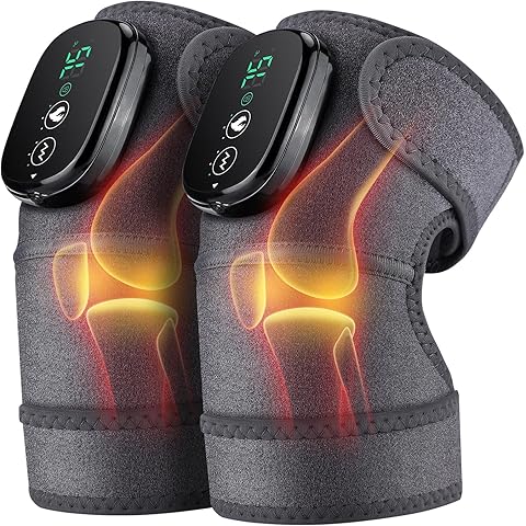 Knee Heating Pad for Knee Pain Relief, Heated Knee Brace Wrap with Massage, Cordless Knee Massager with Heat and Vibratio...