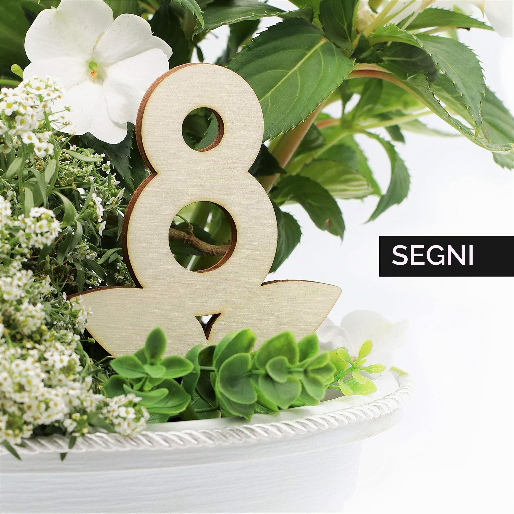 SIGNS - Set Numeri Tavoli da Vaso in legno [VN01] - Segnatavolo design per ristoranti e bar. Segnaposti matrimoni ed eventi. (Set 1-20)