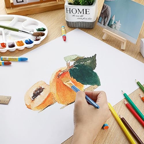 Miniatura 4 de Spiareal 100 hojas de papel de acuarela a granel de 140 lb300 GSM, papel blanco de prensa en frío, papel de algodón en blanco, papel de pintura de